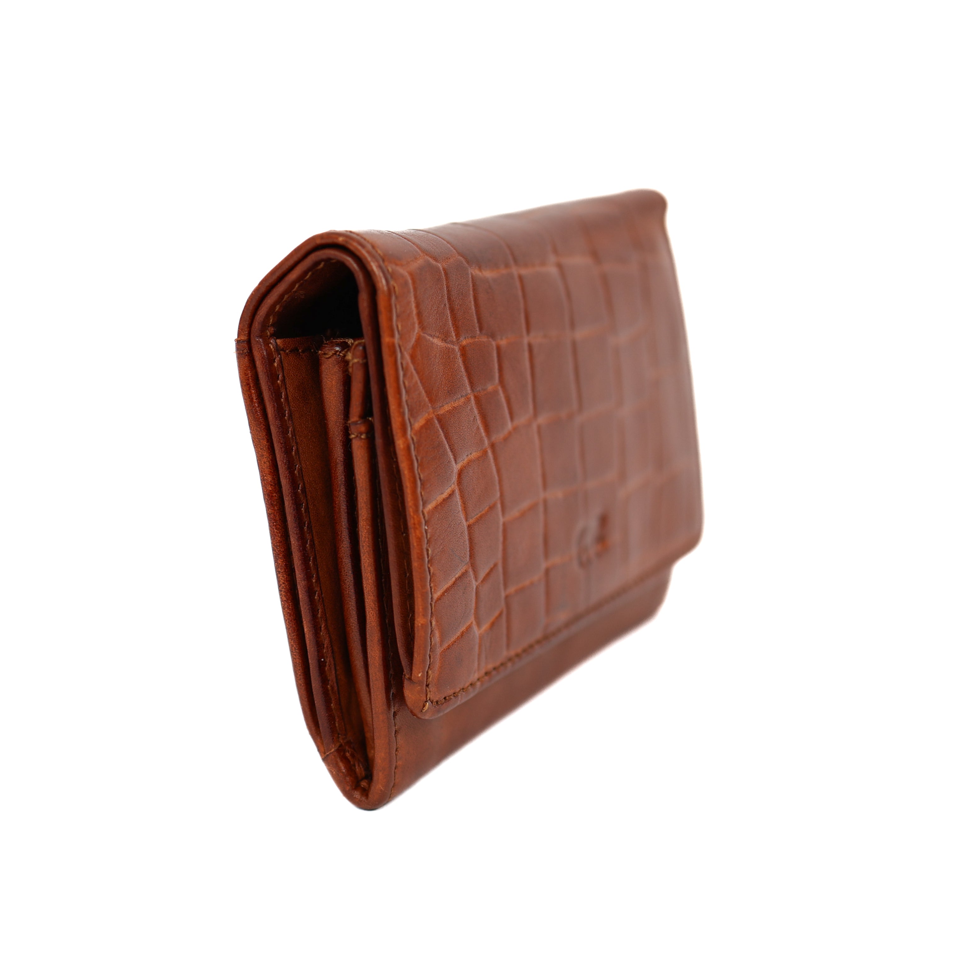Overslag portemonnee 'Flappie' cognac croco