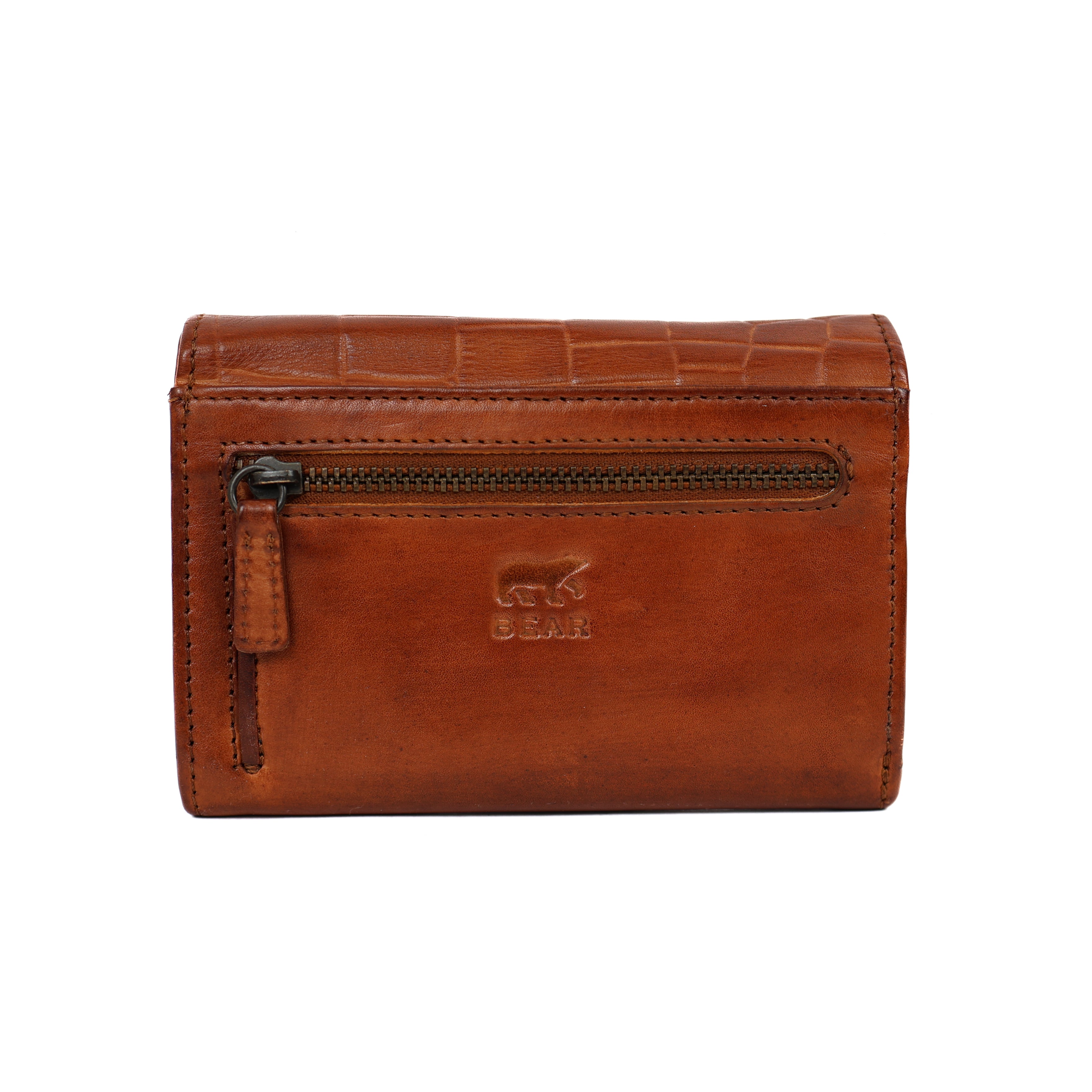 Overslag portemonnee 'Flappie' cognac croco