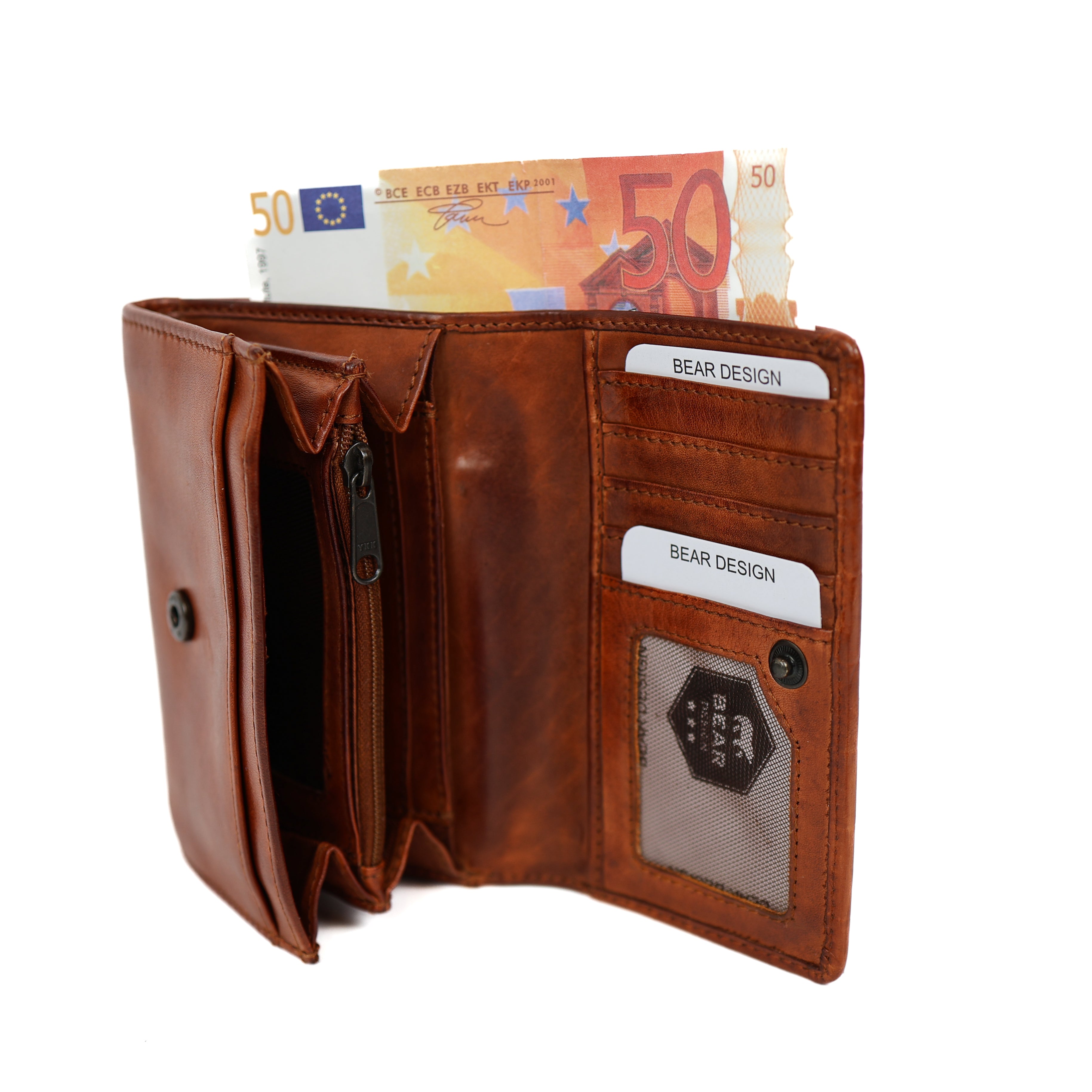 Overslag portemonnee 'Flappie' cognac croco