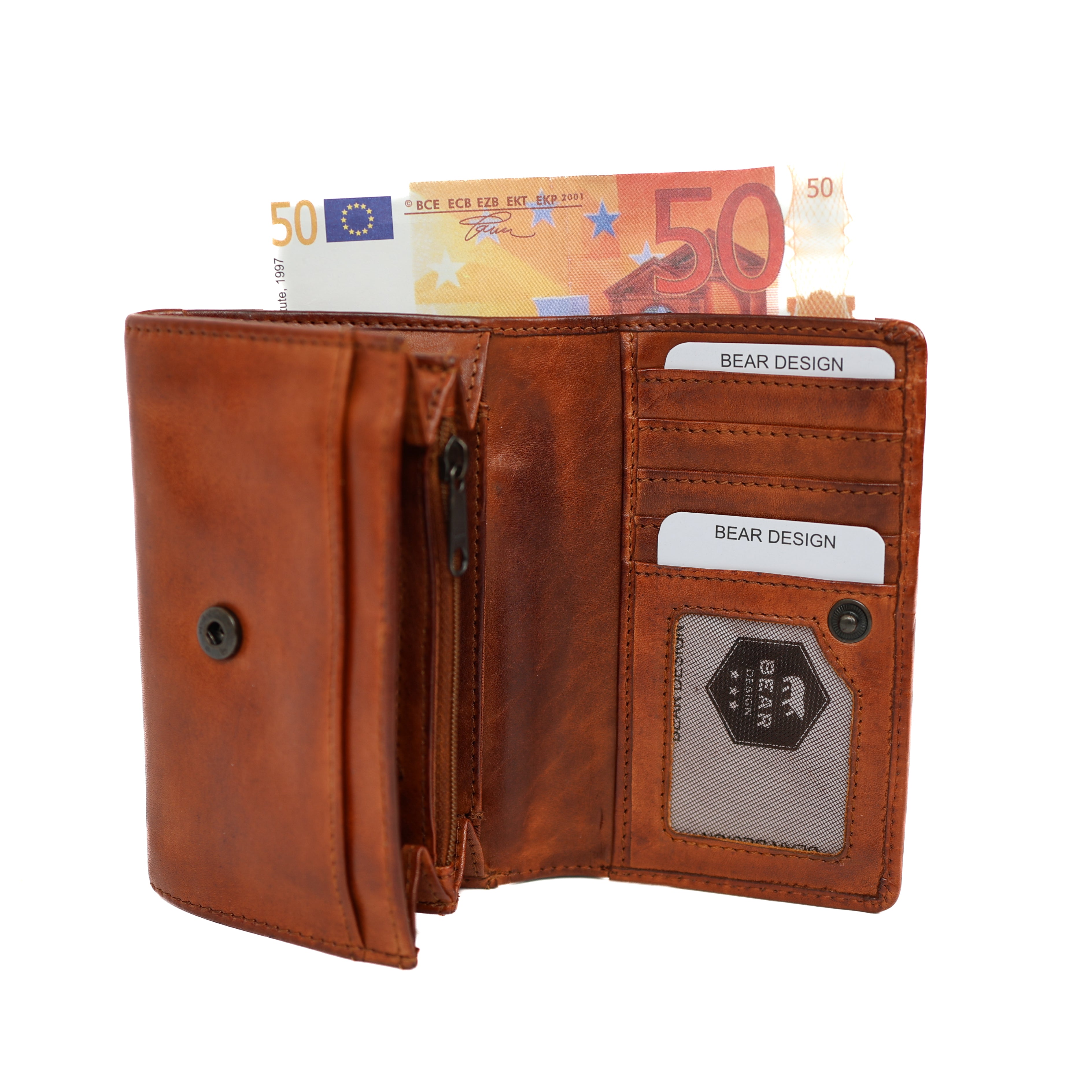 Overslag portemonnee 'Flappie' cognac croco