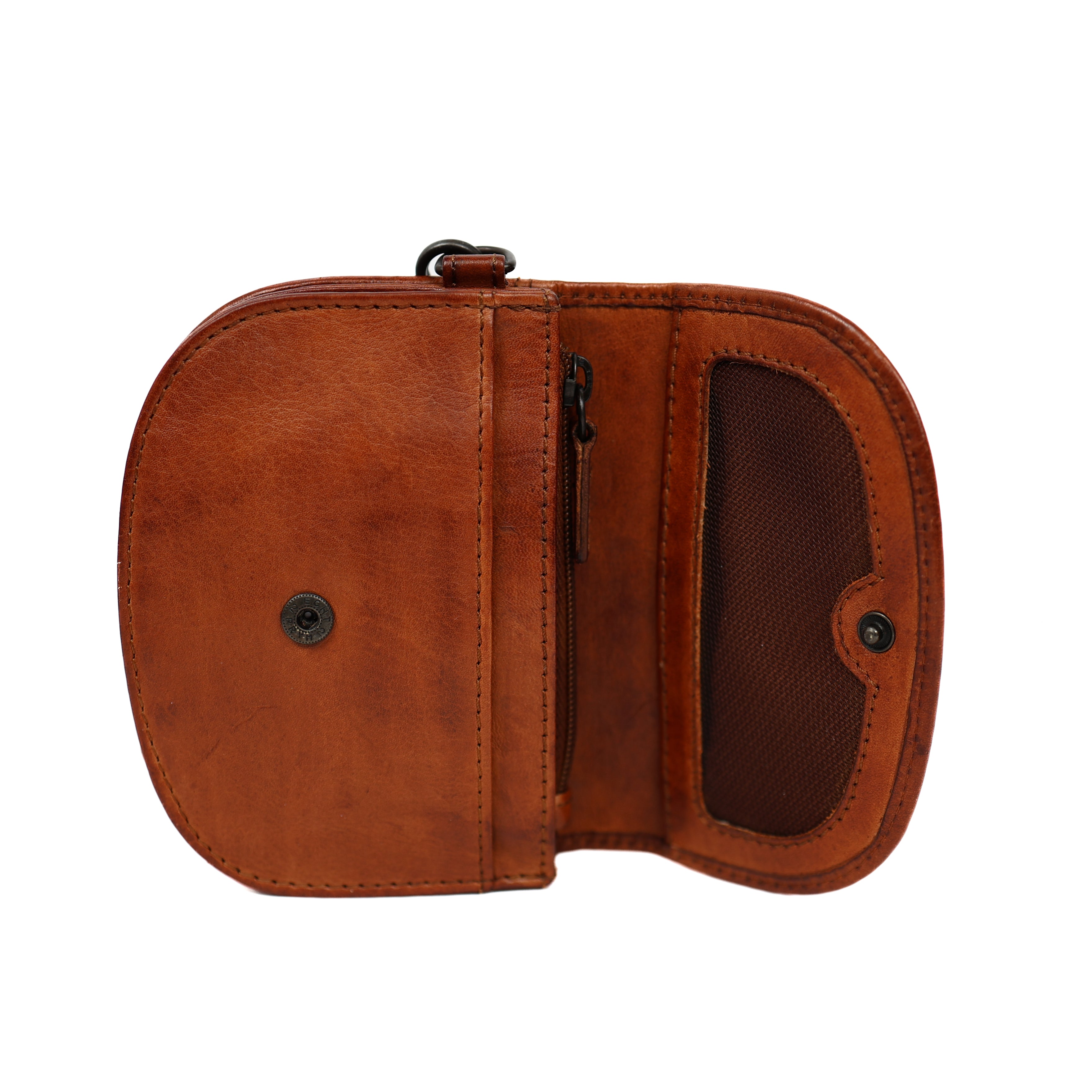 Portemonneetje met polsband 'Eva' cognac