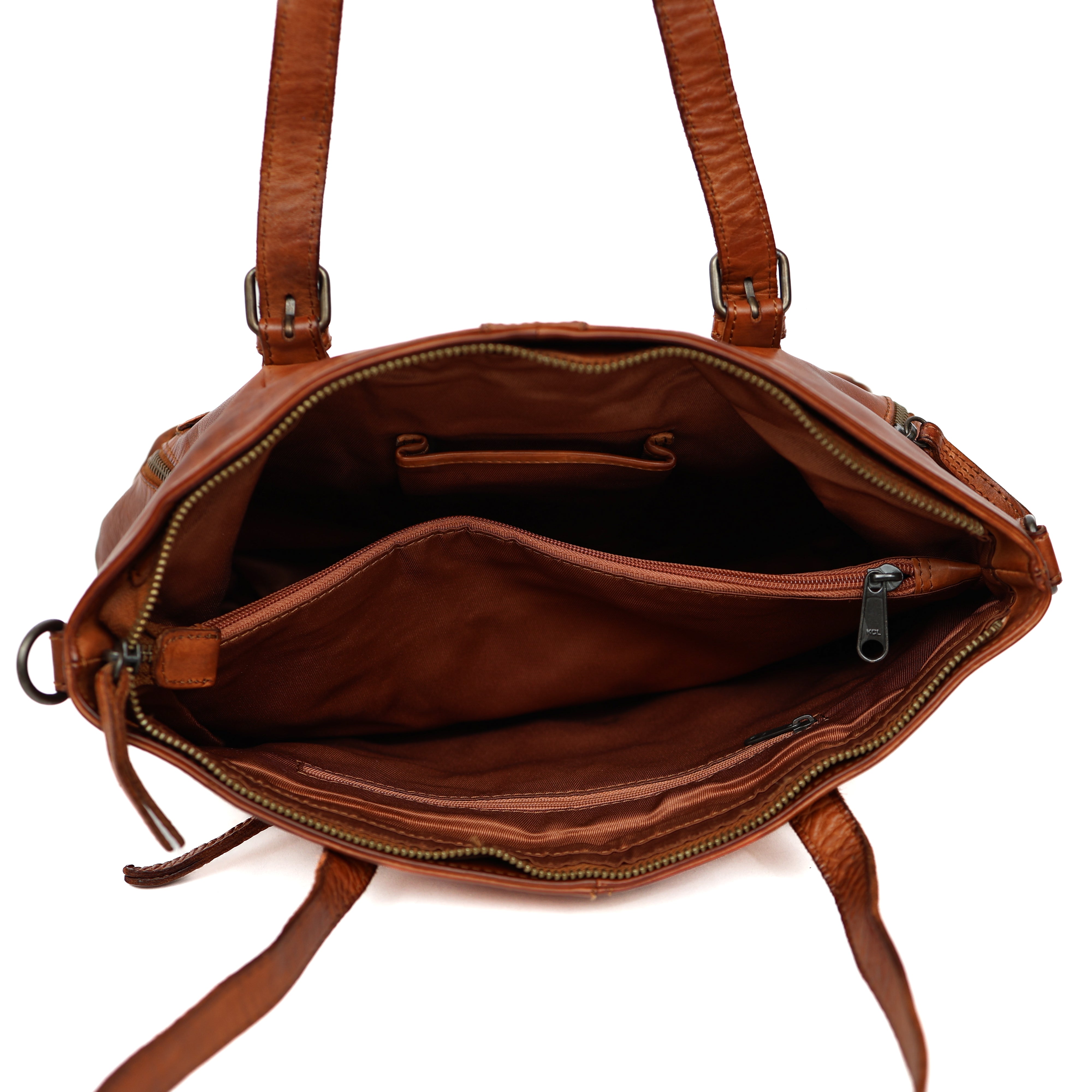 Hand/shoulderbag 'Fleur' cognac