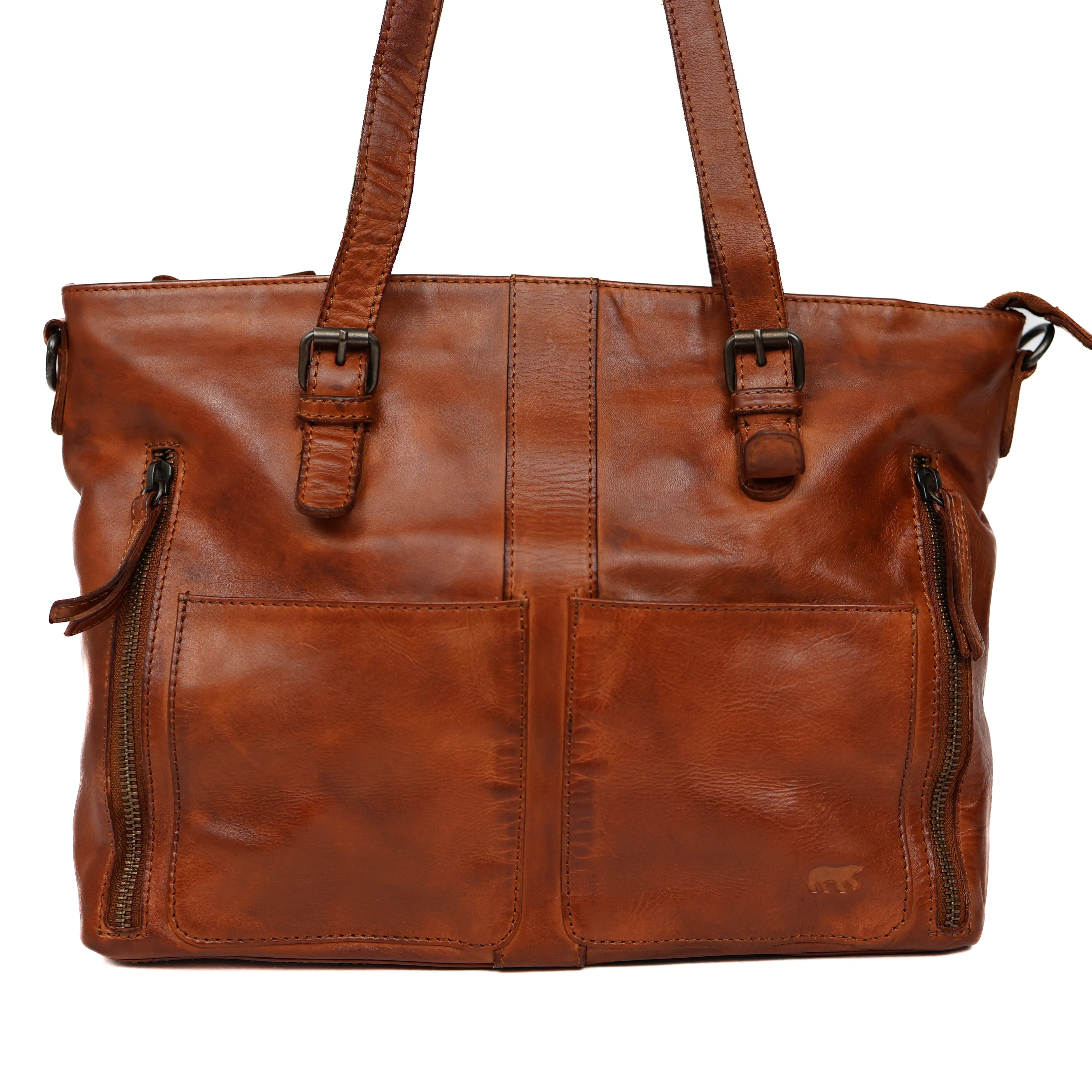 Hand/shoulderbag 'Fleur' cognac