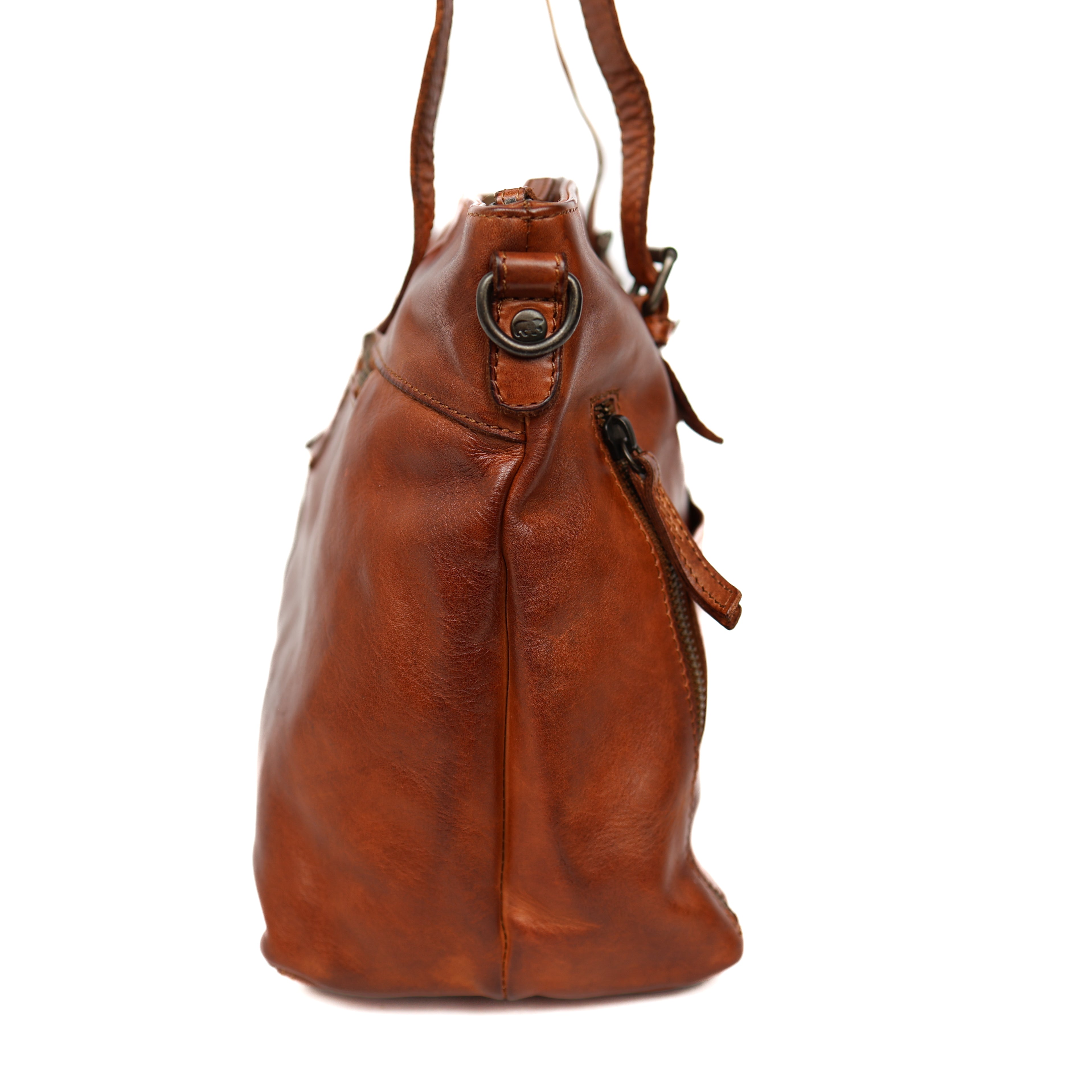 Hand/shoulderbag 'Fleur' cognac