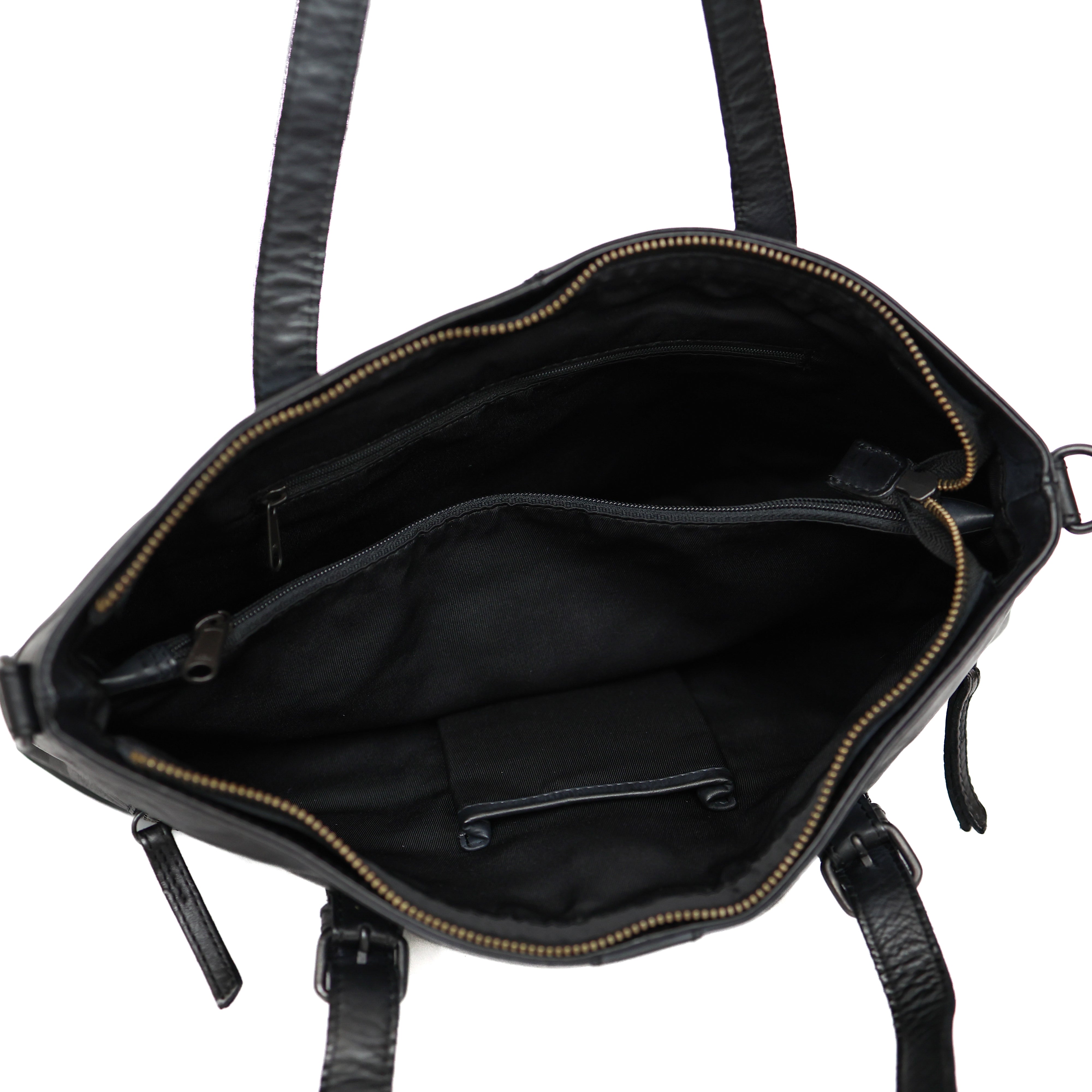 Hand/shoulderbag 'Fleur' black