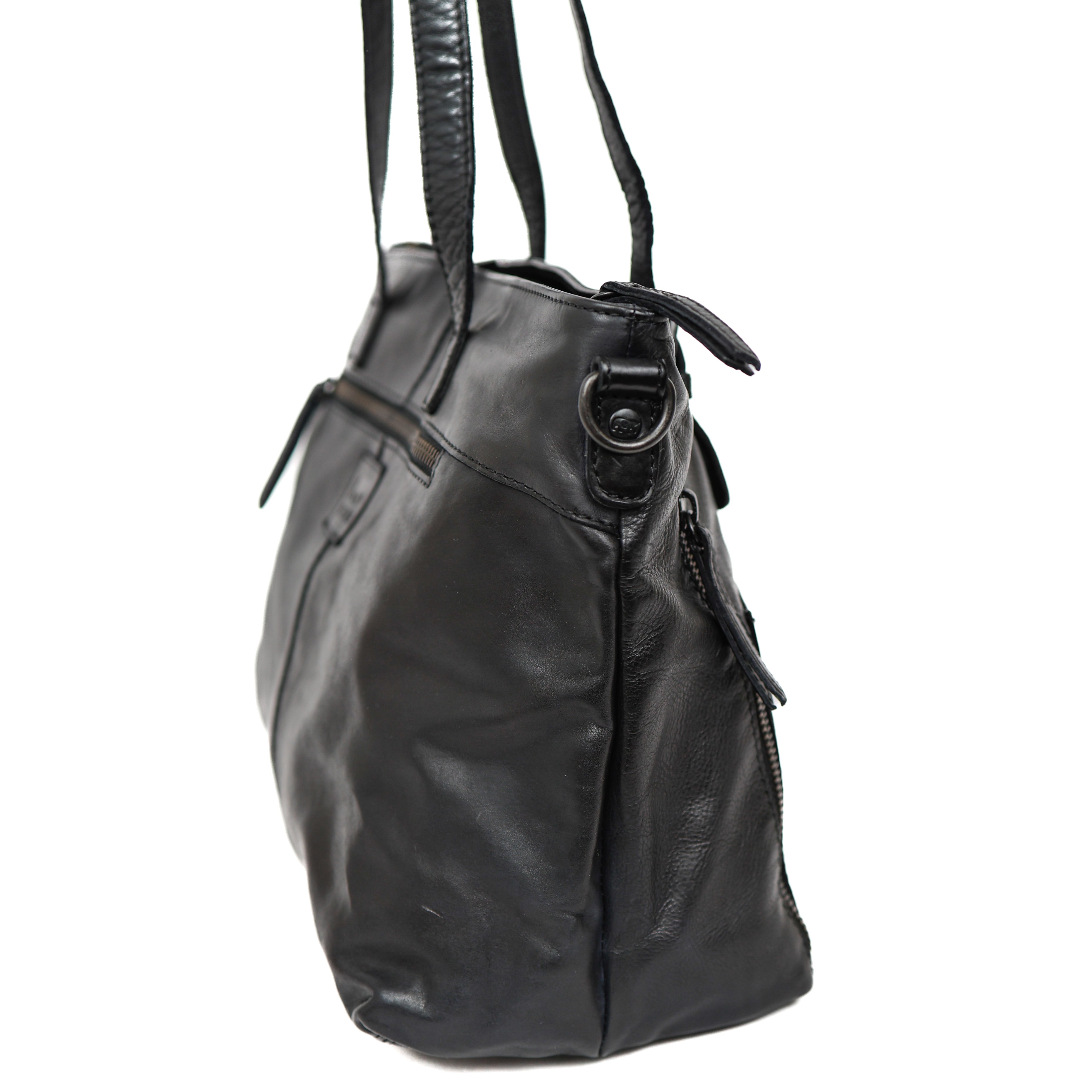 Hand/shoulderbag 'Fleur' black