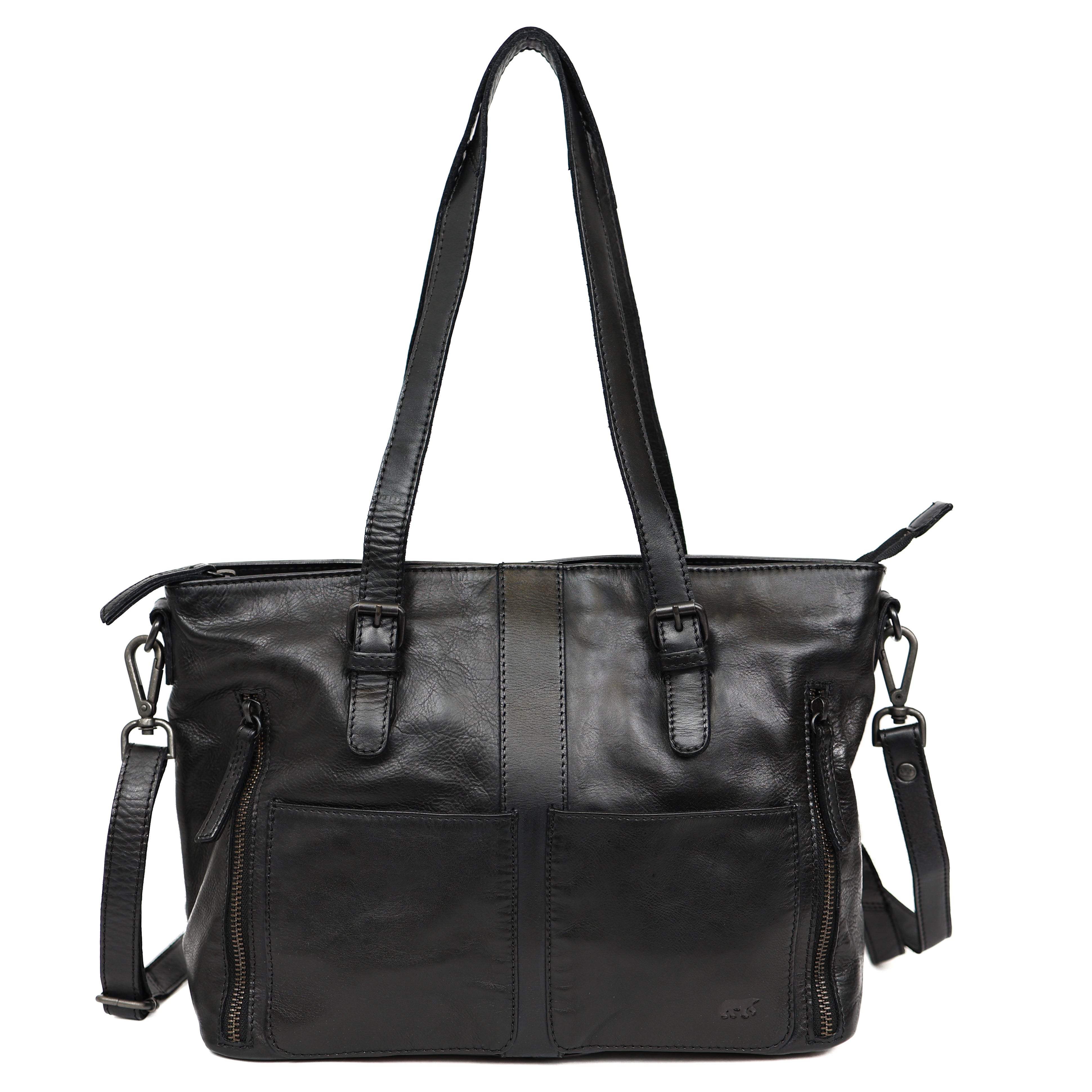 Hand/shoulderbag 'Fleur' black