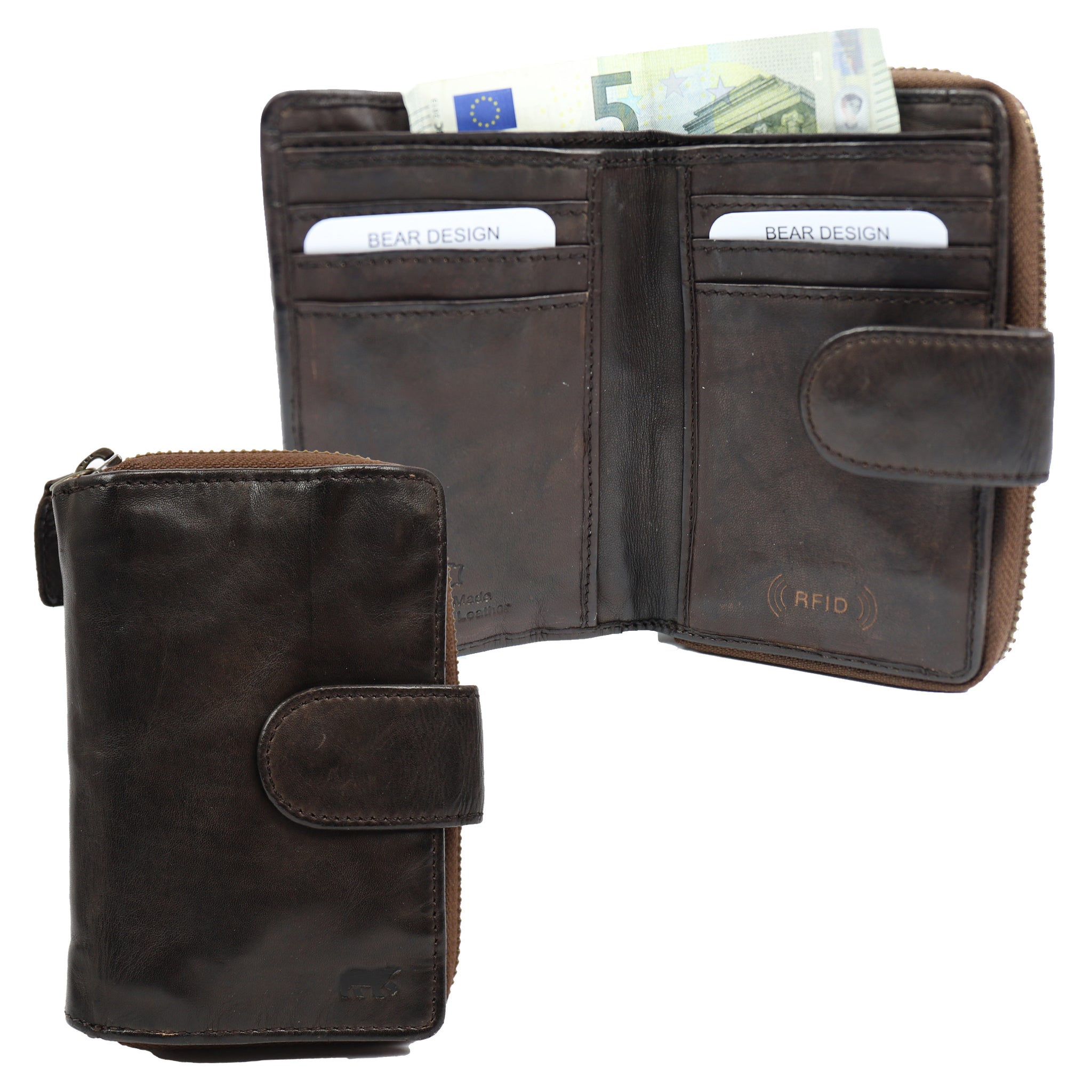 Zipper wallet 'Loet' dark brown - CL 13550