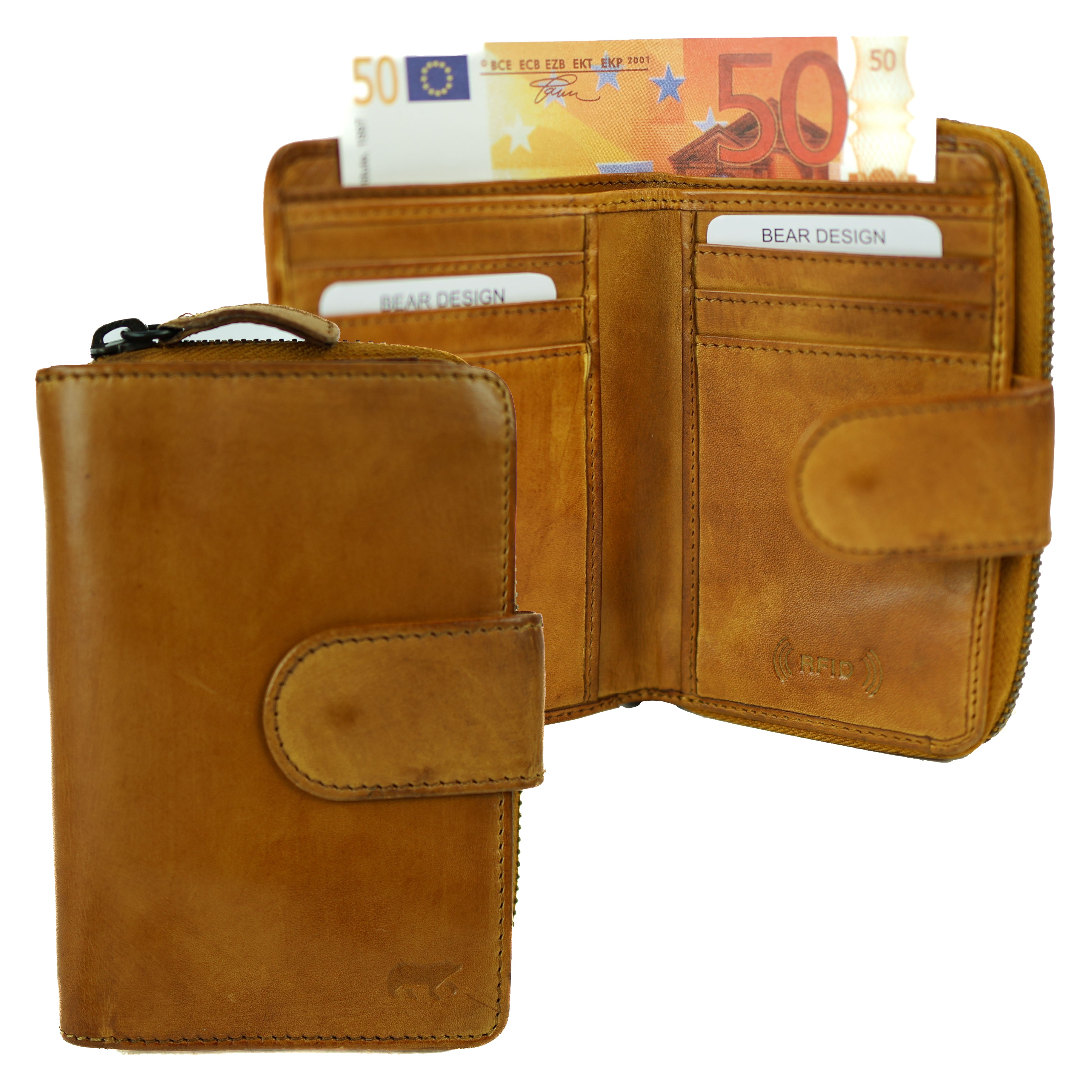 Zipper wallet 'Loet' yellow ocher - CL 13550