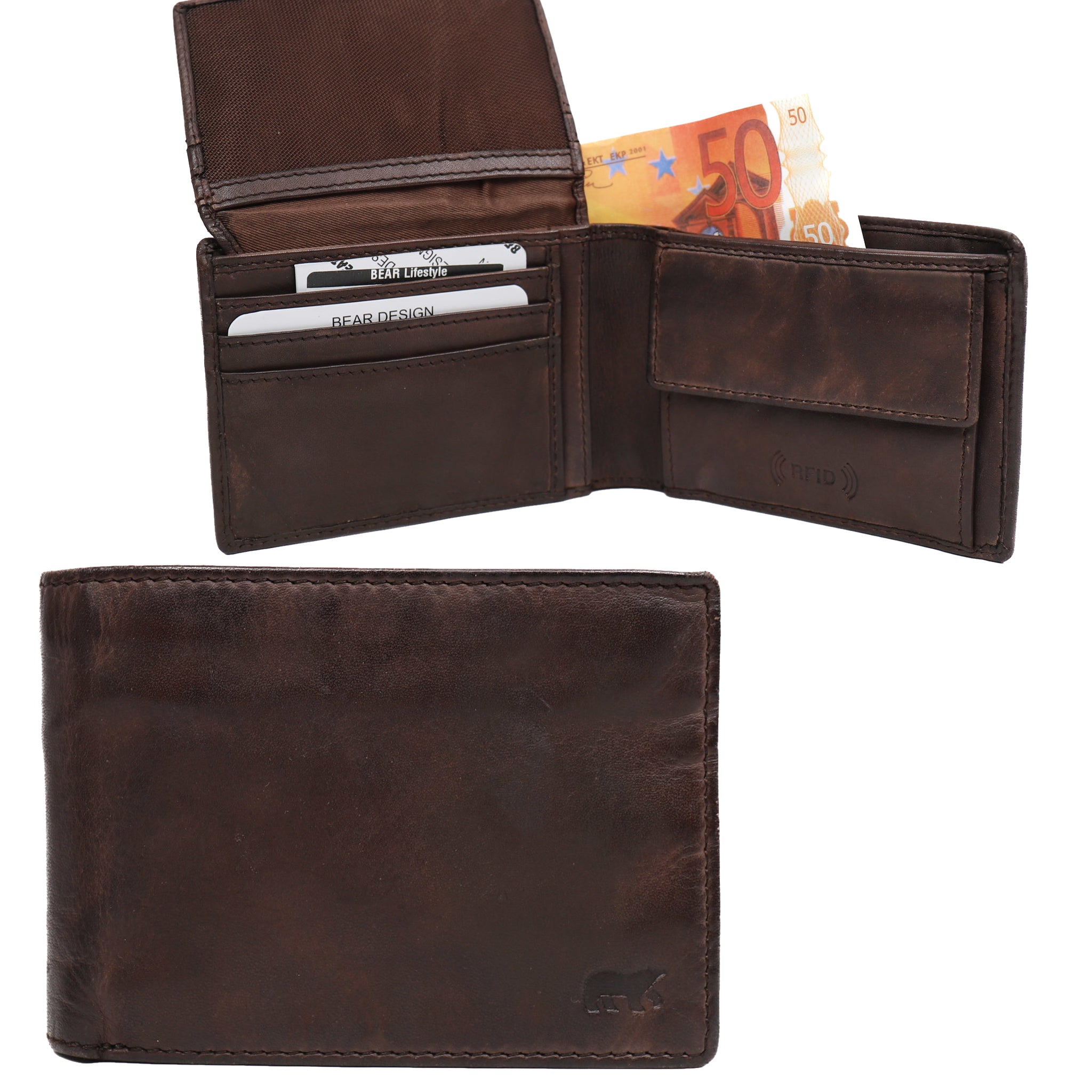 Billfold 'Joep' dark brown