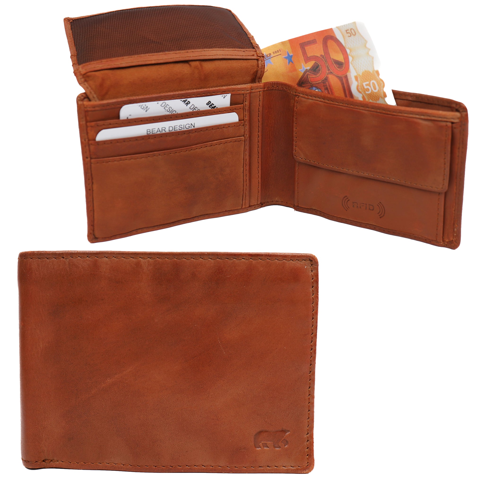 Herenportemonnee/billfold 'Joep' cognac