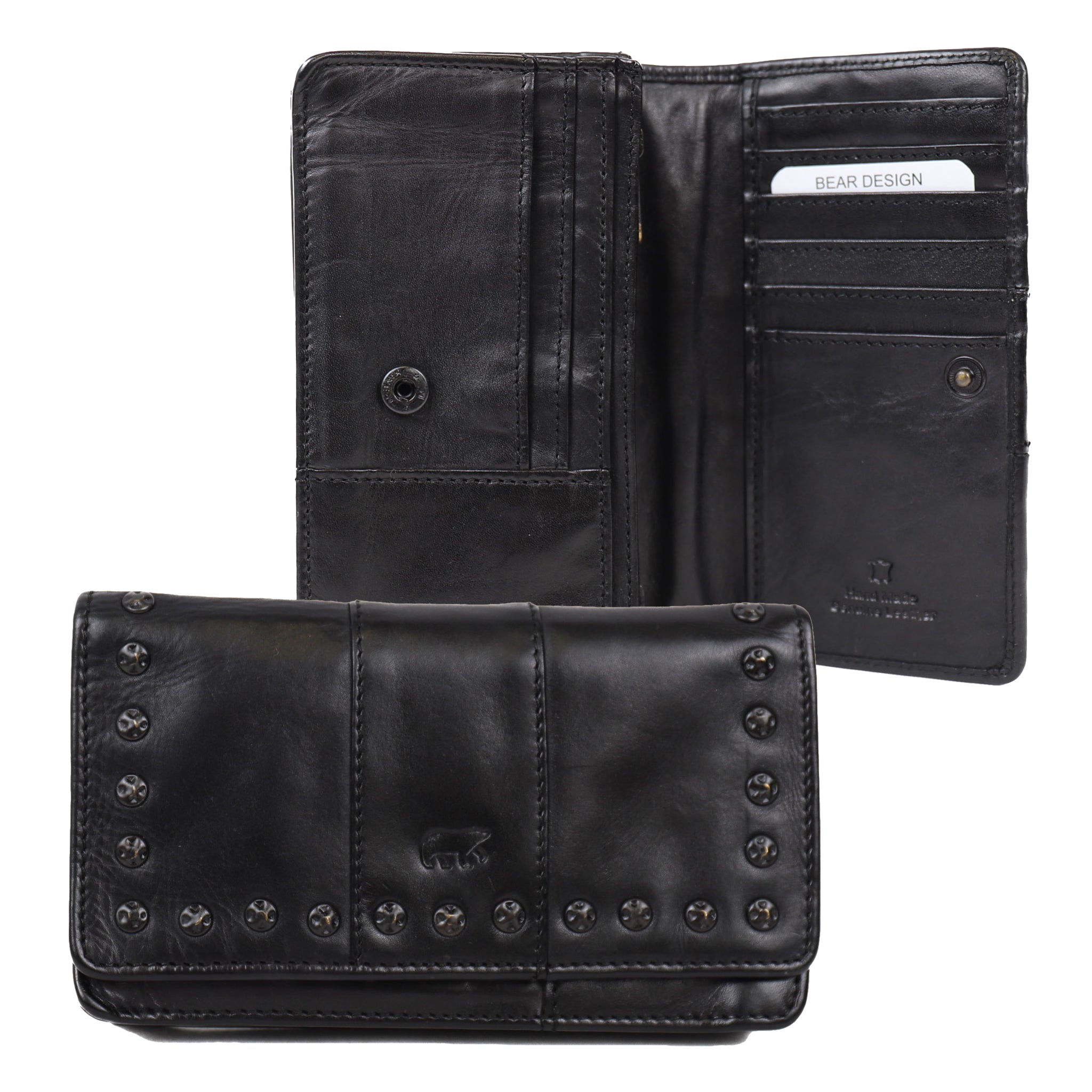 Flap wallet 'Emma' black studs