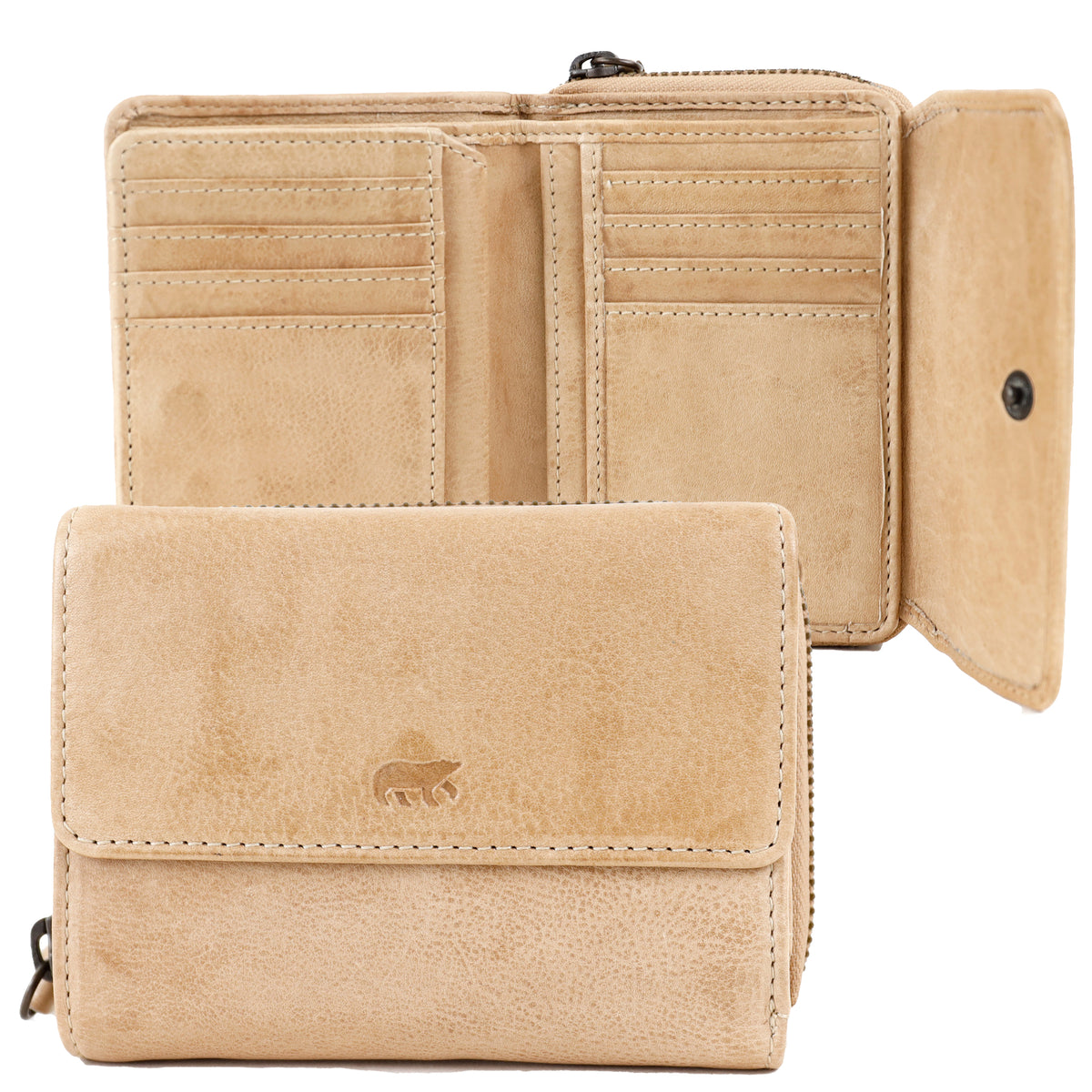 RFID Ritsportemonnee met overslag 'Alba' beige