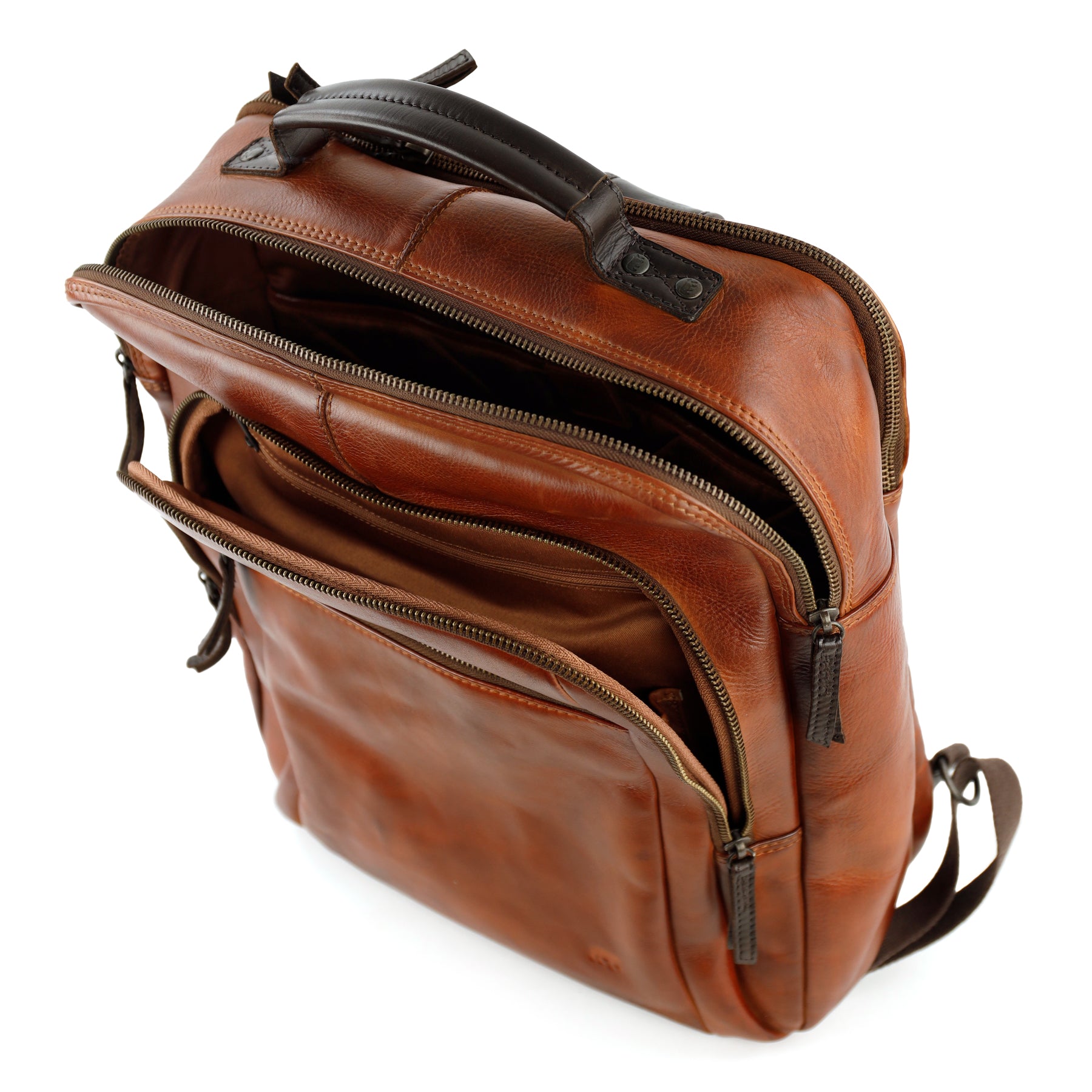 Laptop backpack 'Ties' cognac/dark brown