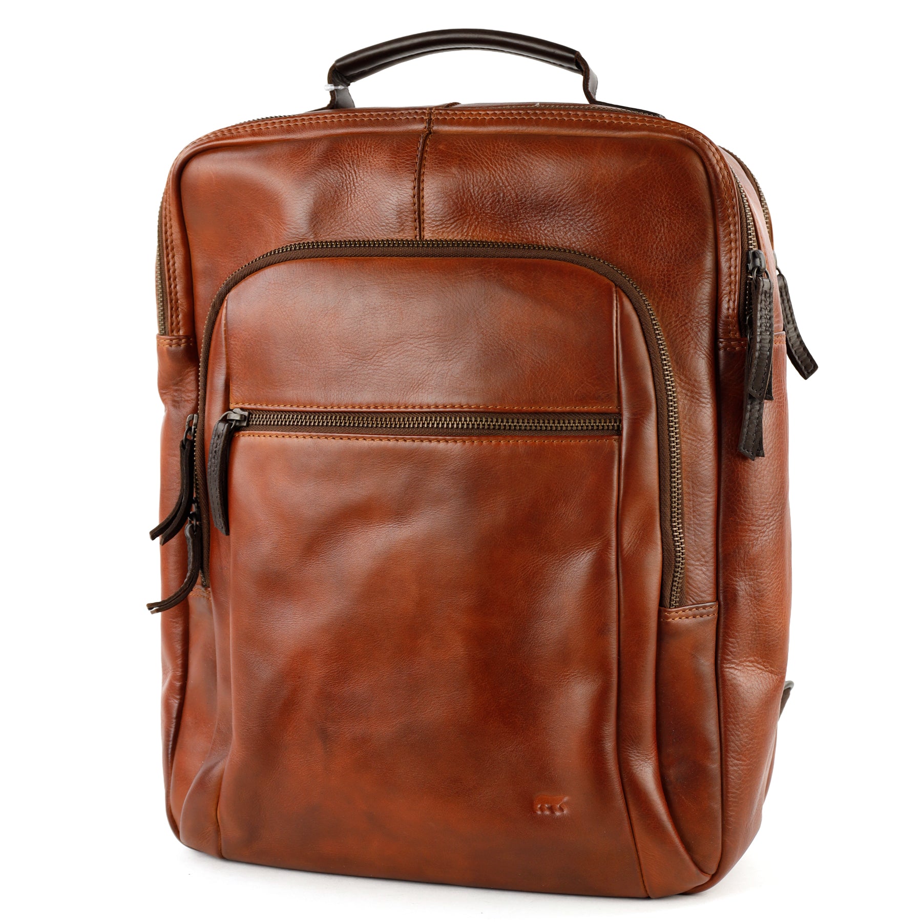 Laptop backpack 'Ties' cognac/dark brown