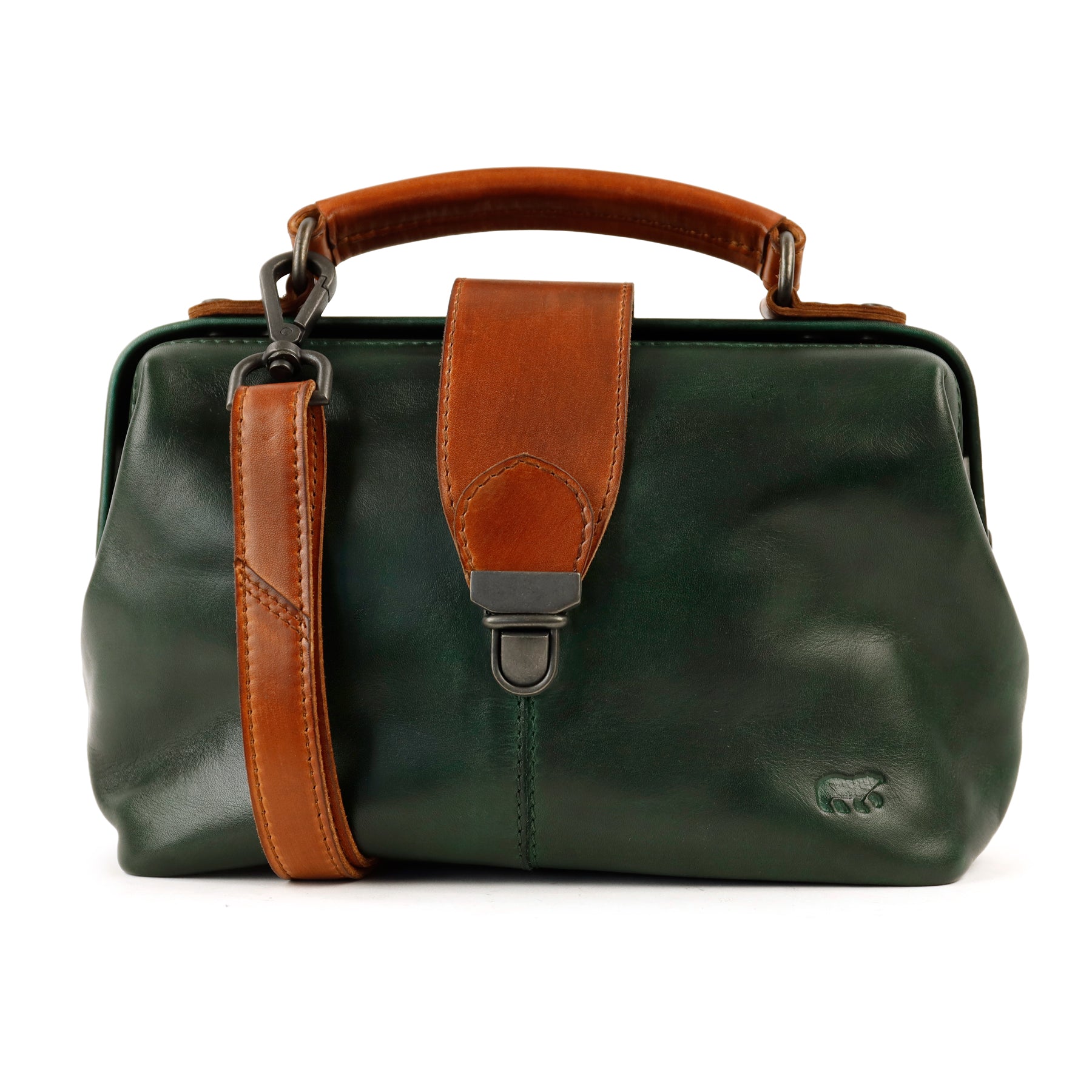 Mini doctor's bag 'Julia' M green/cognac