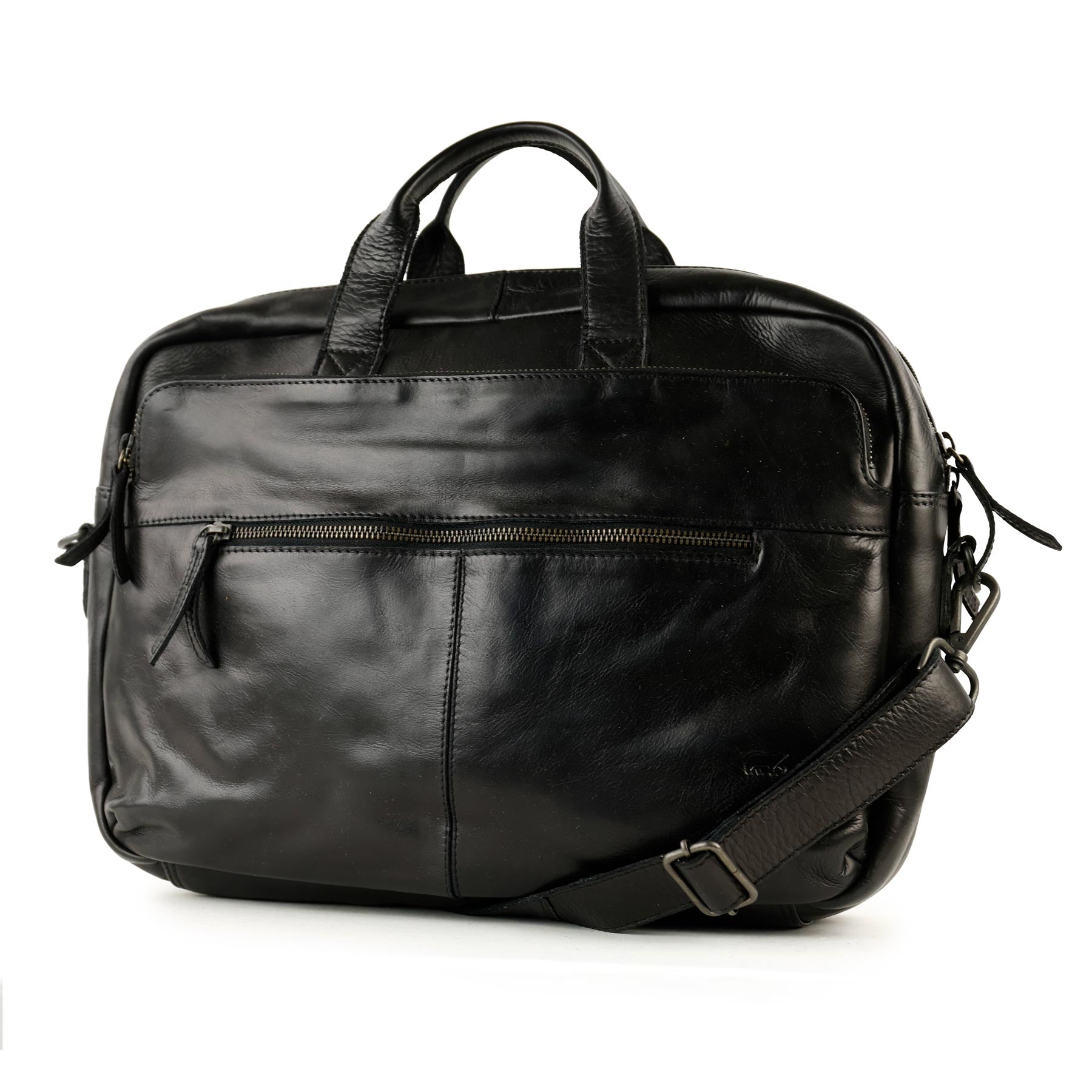Laptop bag 15.6” with double zipper 'Jamie' black