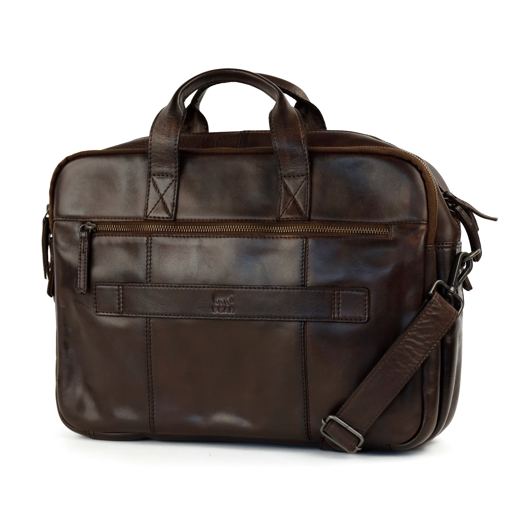 Laptoptas 15.6” met dubbele rits 'Jamie' donkerbruin