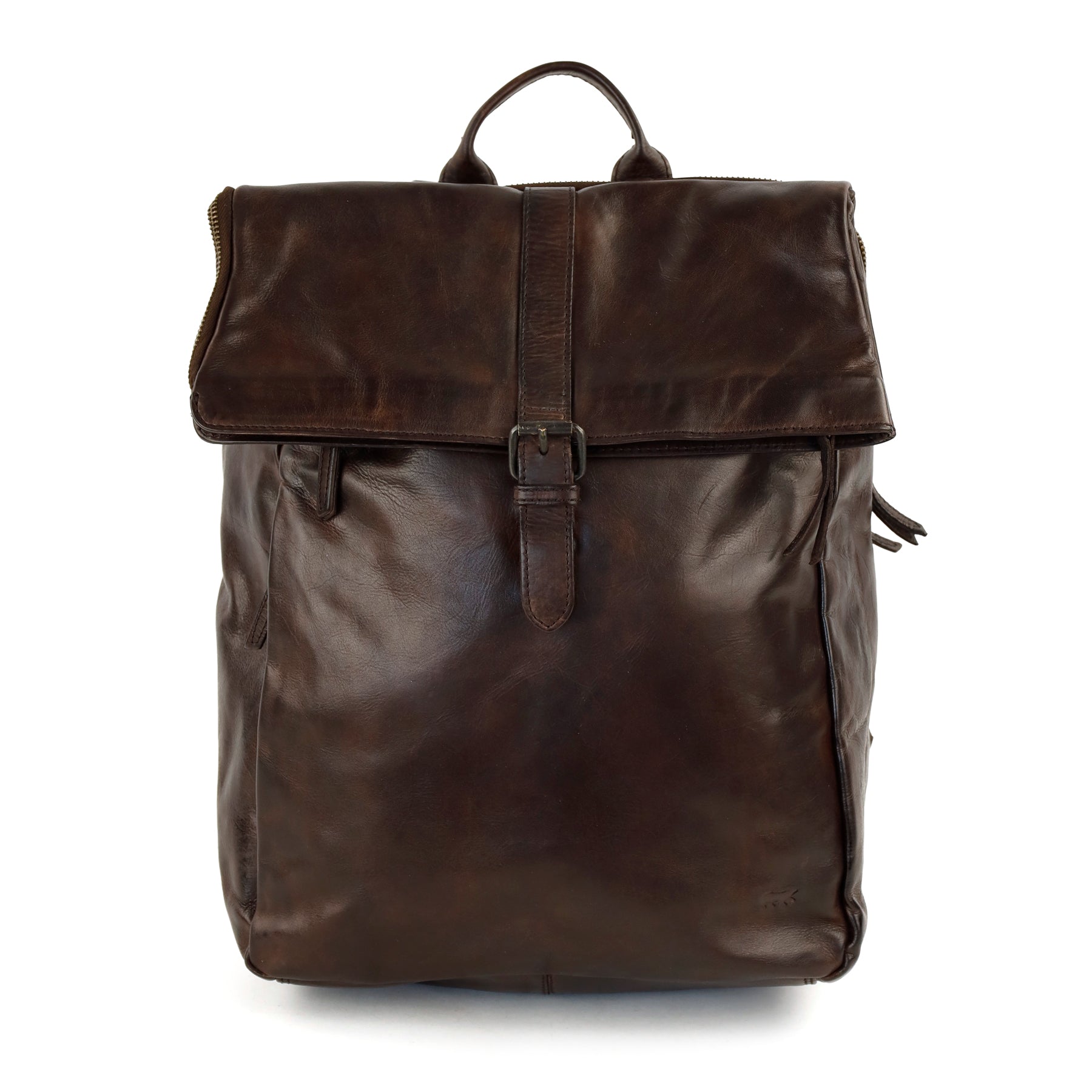 Rolltop laptop backpack 15.6" 'Kai' dark brown