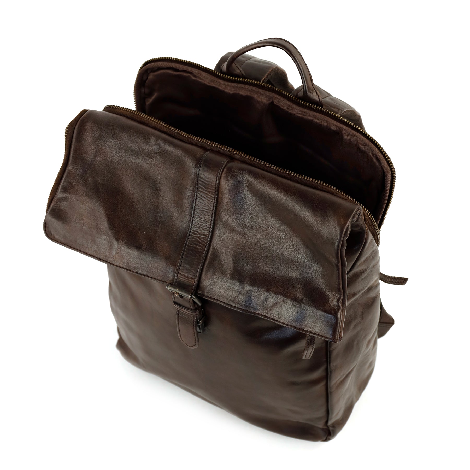 Rolltop laptop rugzak 15.6" 'Kai' donkerbruin