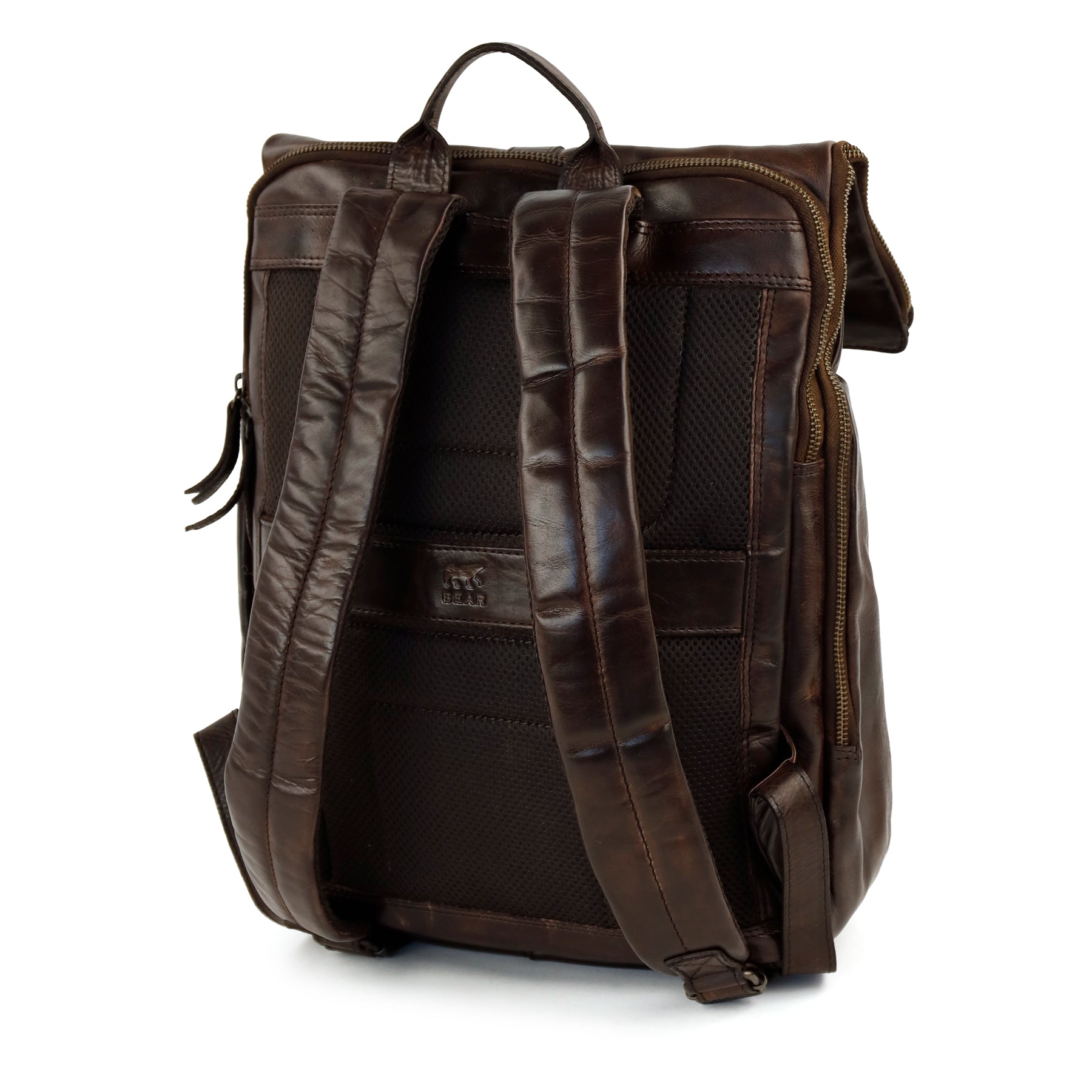 Rolltop laptop rugzak 15.6" 'Kai' donkerbruin