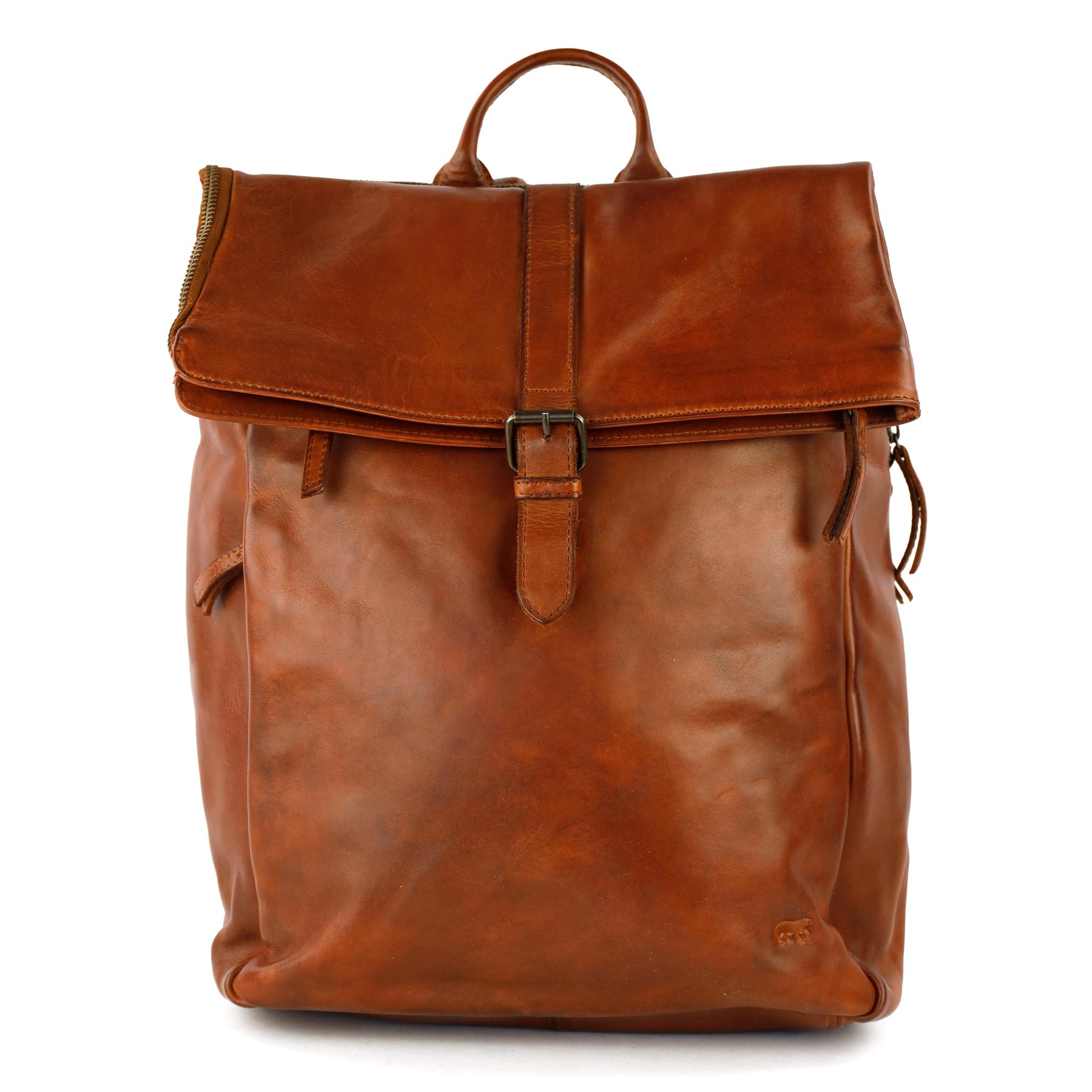 Rolltop laptop backpack 15.6" 'Kai' cognac