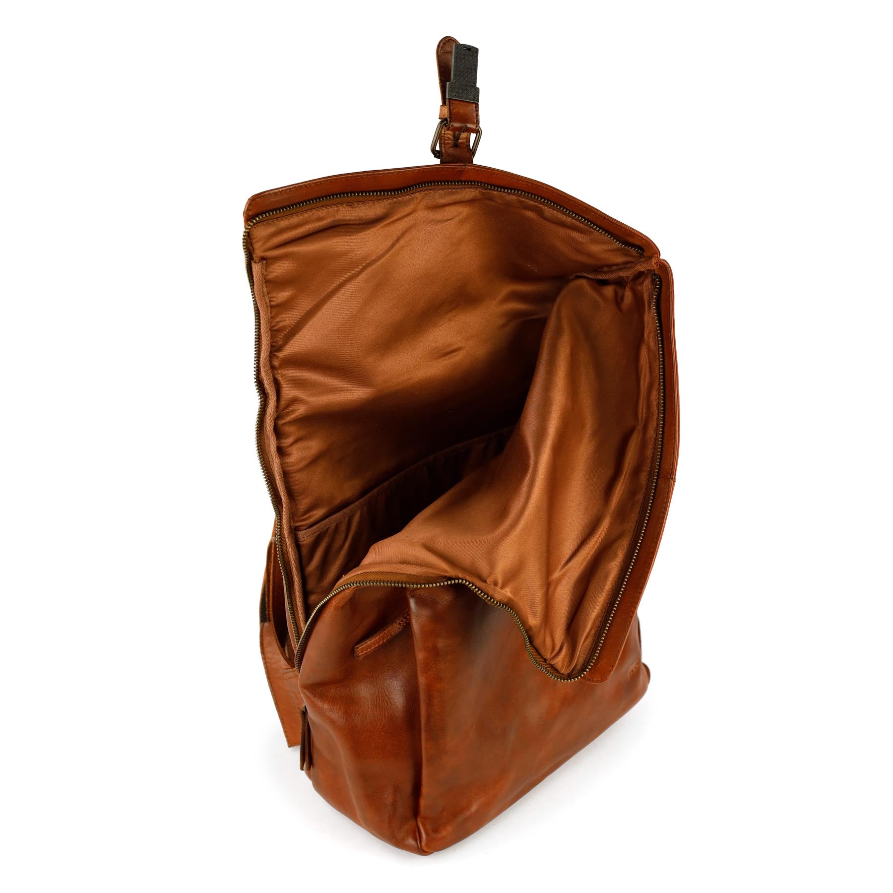 Rolltop laptop backpack 15.6" 'Kai' cognac