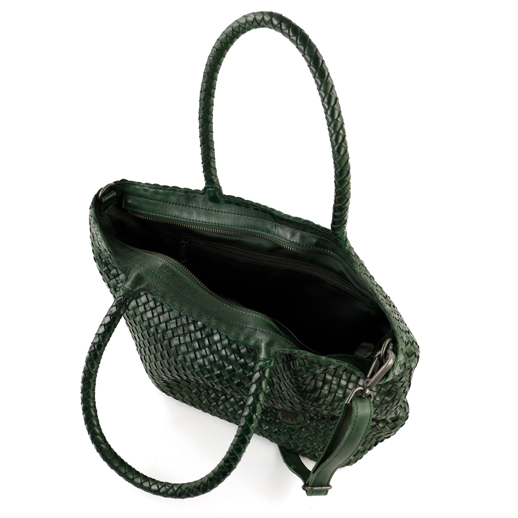 Braided shopper/shoulder bag 'Suus' green