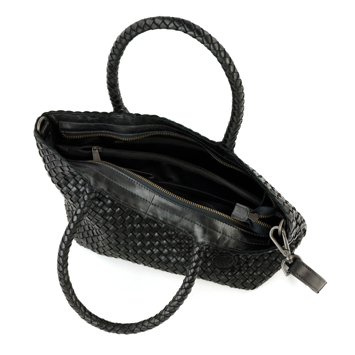 Braided handbag/shoulder bag 'Franca' black