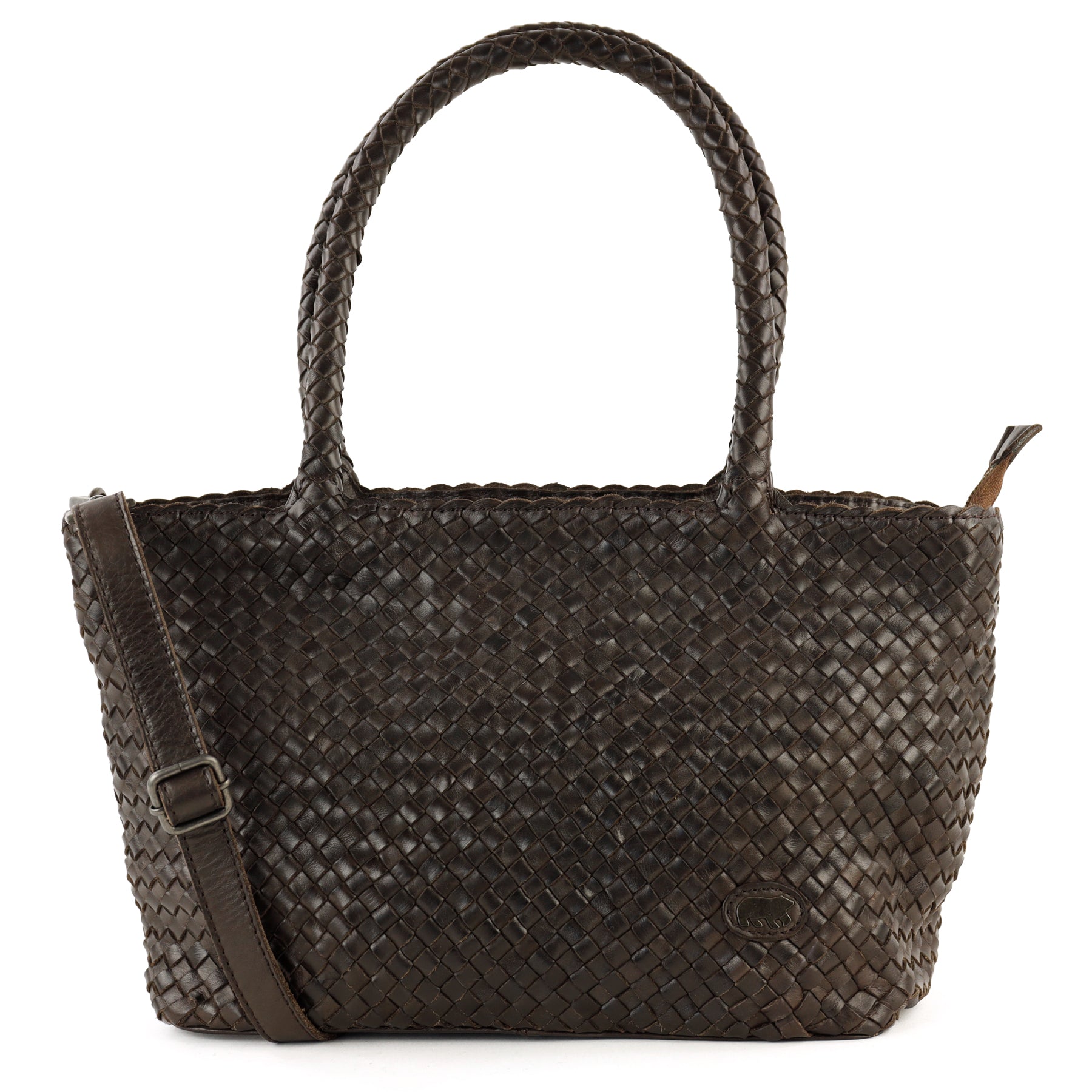 Gevlochten hand-/schoudertas 'Franca' donkerbruin