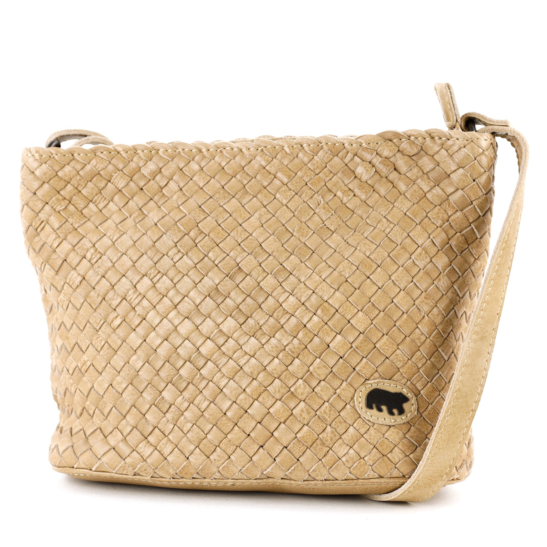 Braided shoulder bag 'Joan' beige