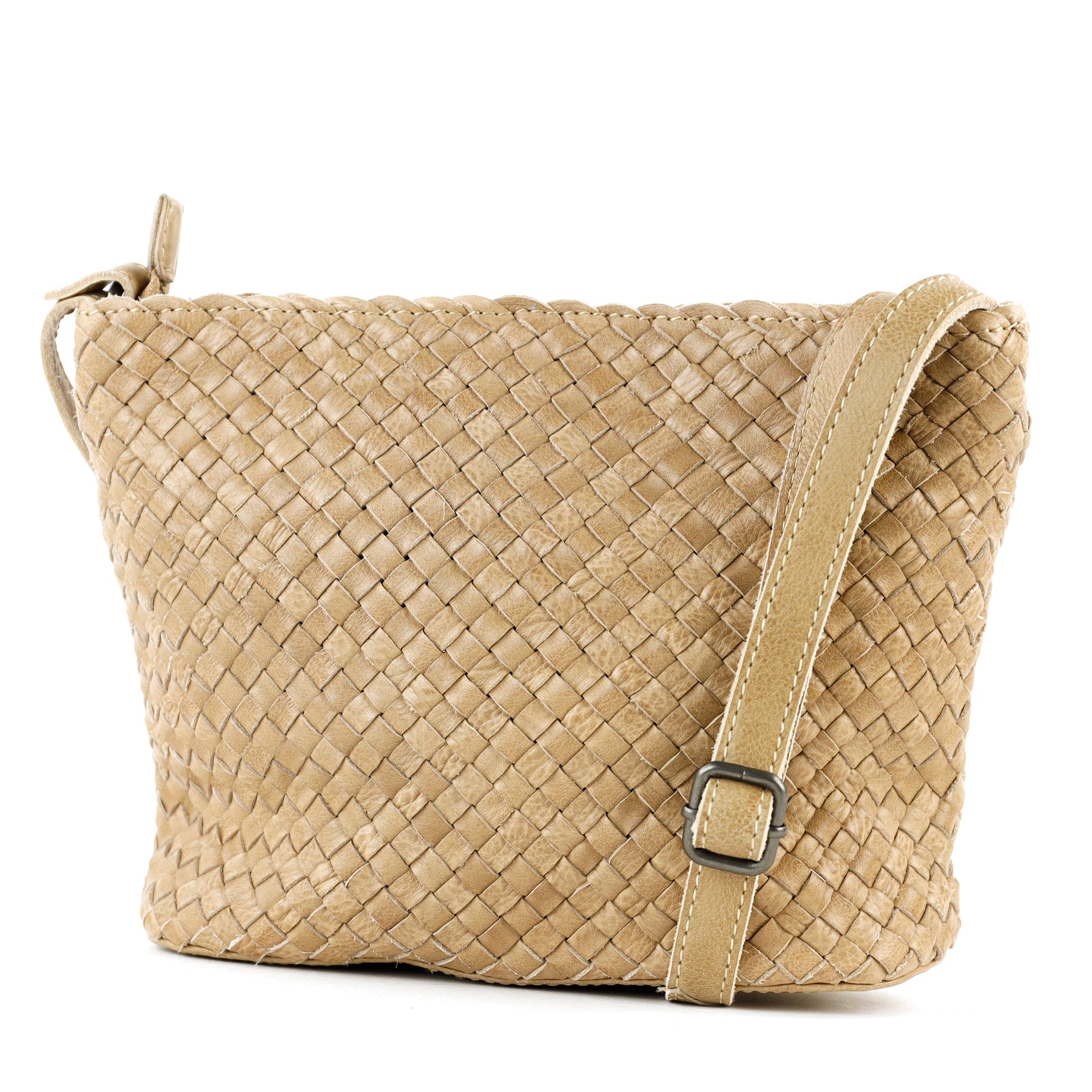 Braided shoulder bag 'Joan' beige