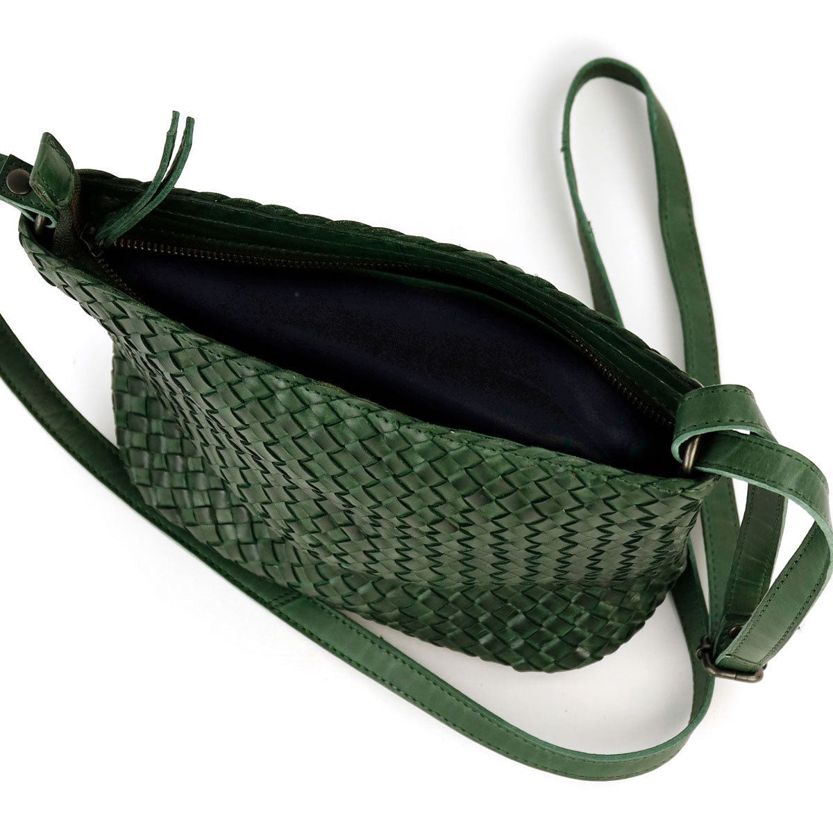 Braided shoulder bag 'Joan' green