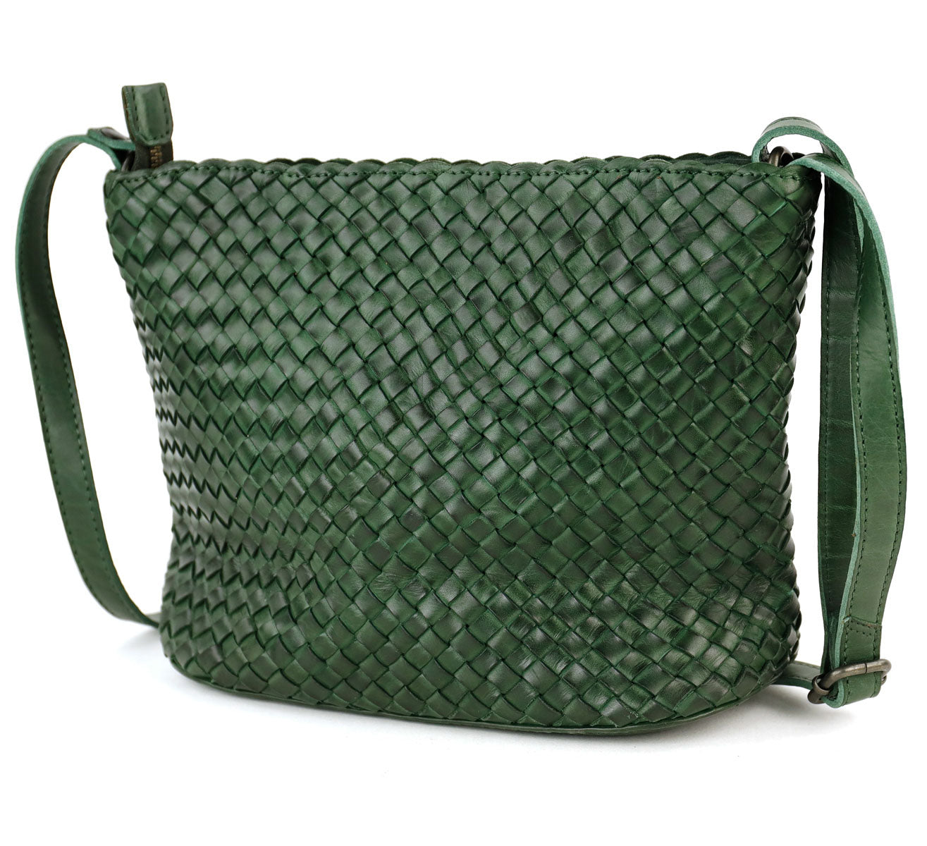 Braided shoulder bag 'Joan' green