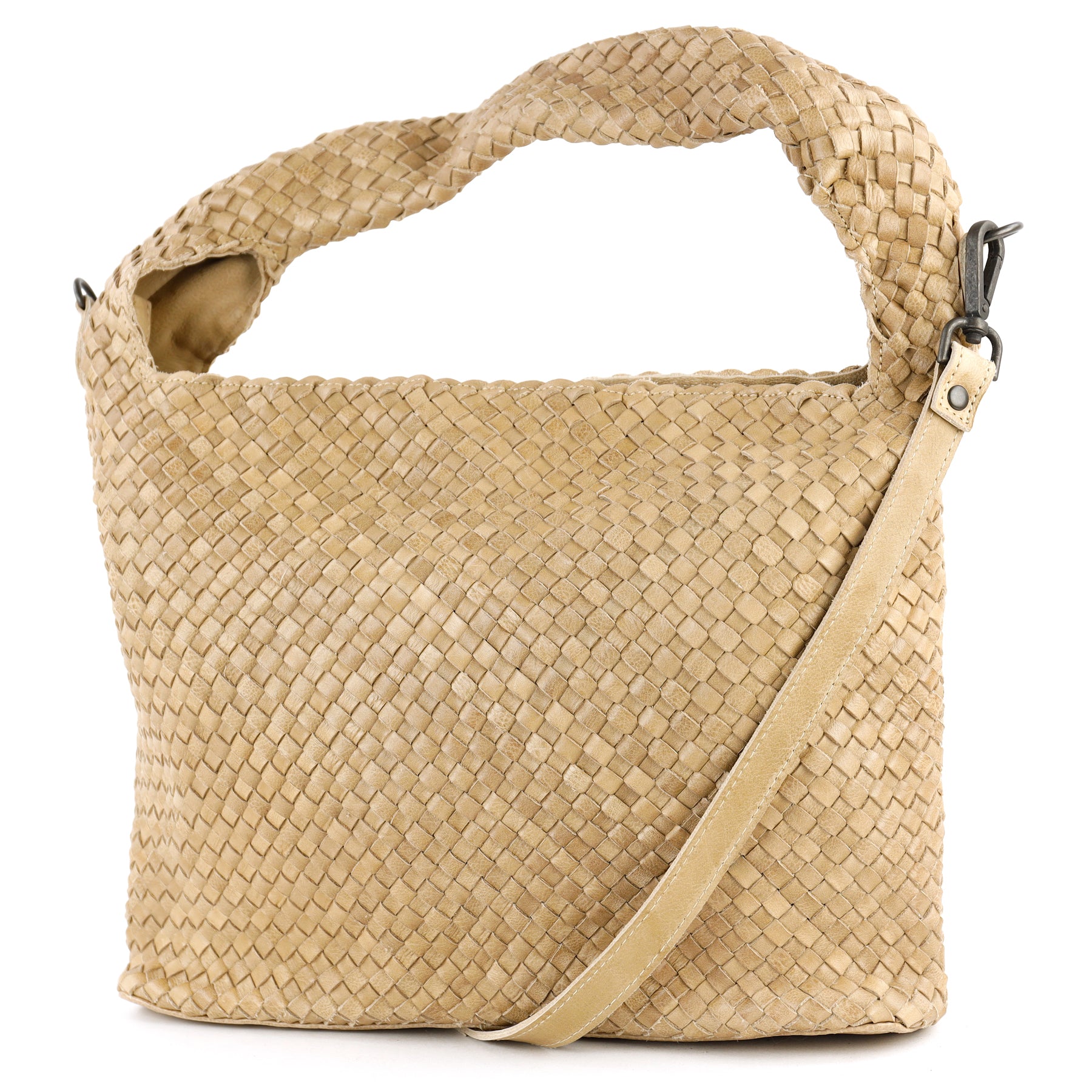 Gevlochten buidel-/schoudertas 'Lauraine' beige