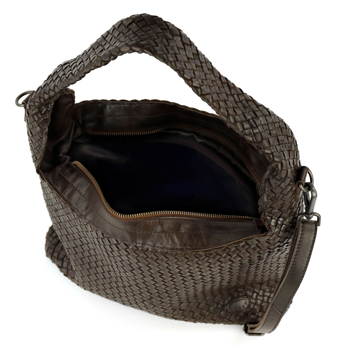 Gevlochten buidel-/schoudertas 'Lauraine' donkerbruin