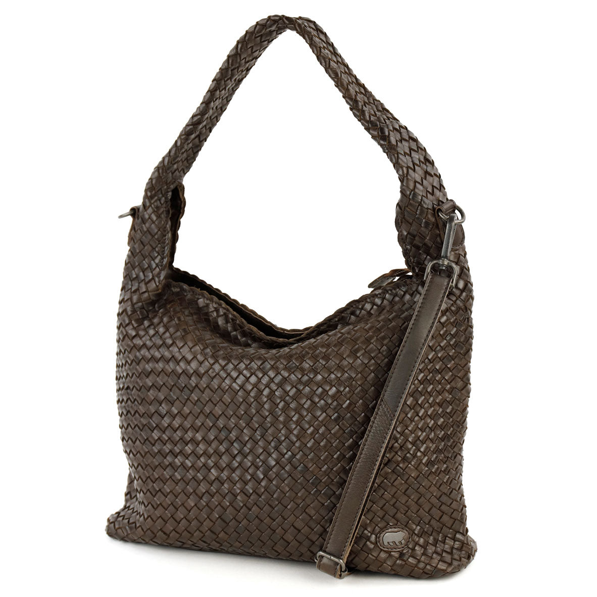 Gevlochten buidel-/schoudertas 'Lauraine' donkerbruin