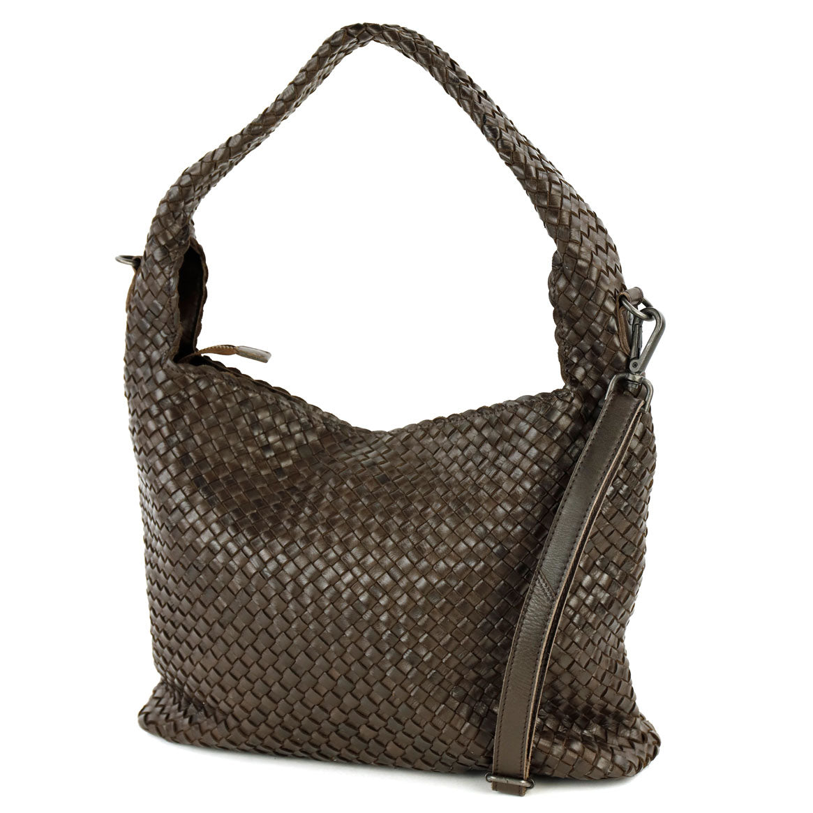 Gevlochten buidel-/schoudertas 'Lauraine' donkerbruin