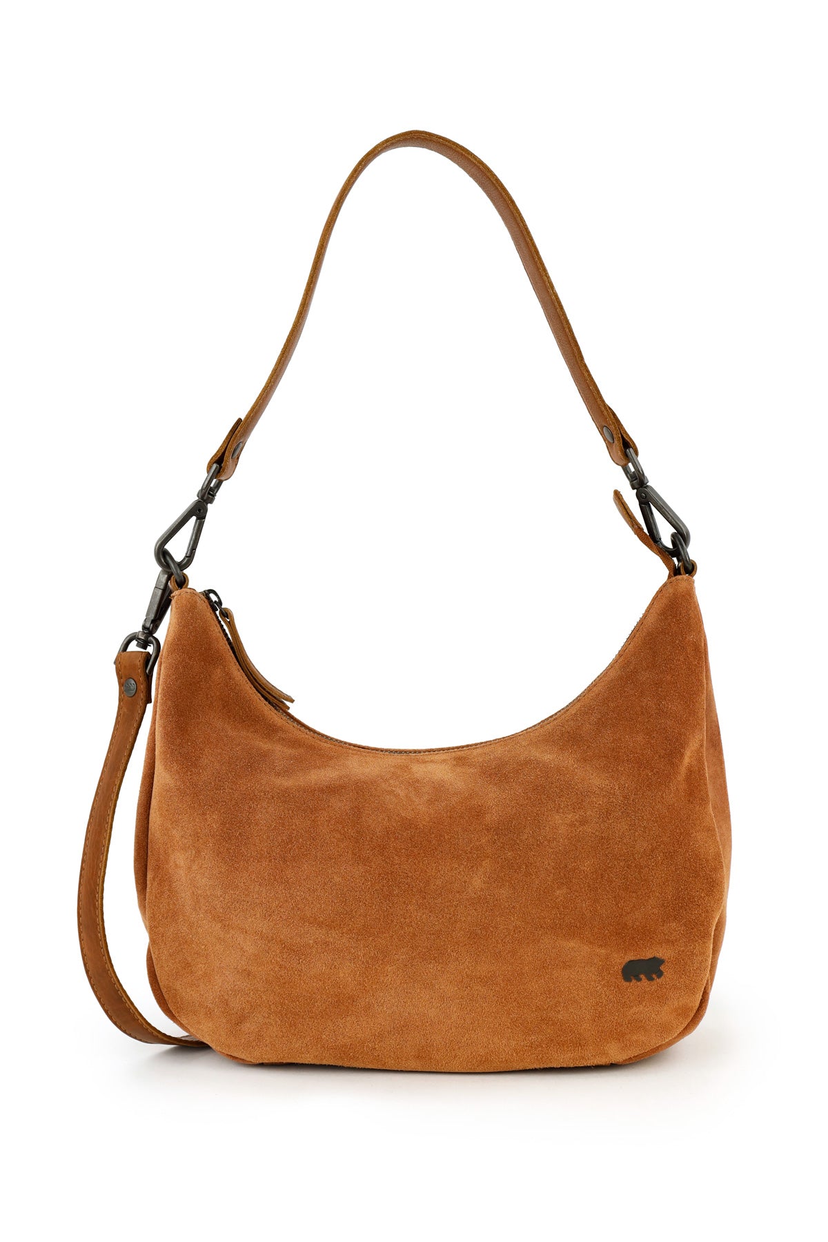 Buidel/schoudertas 'Dieuwke' suede cognac