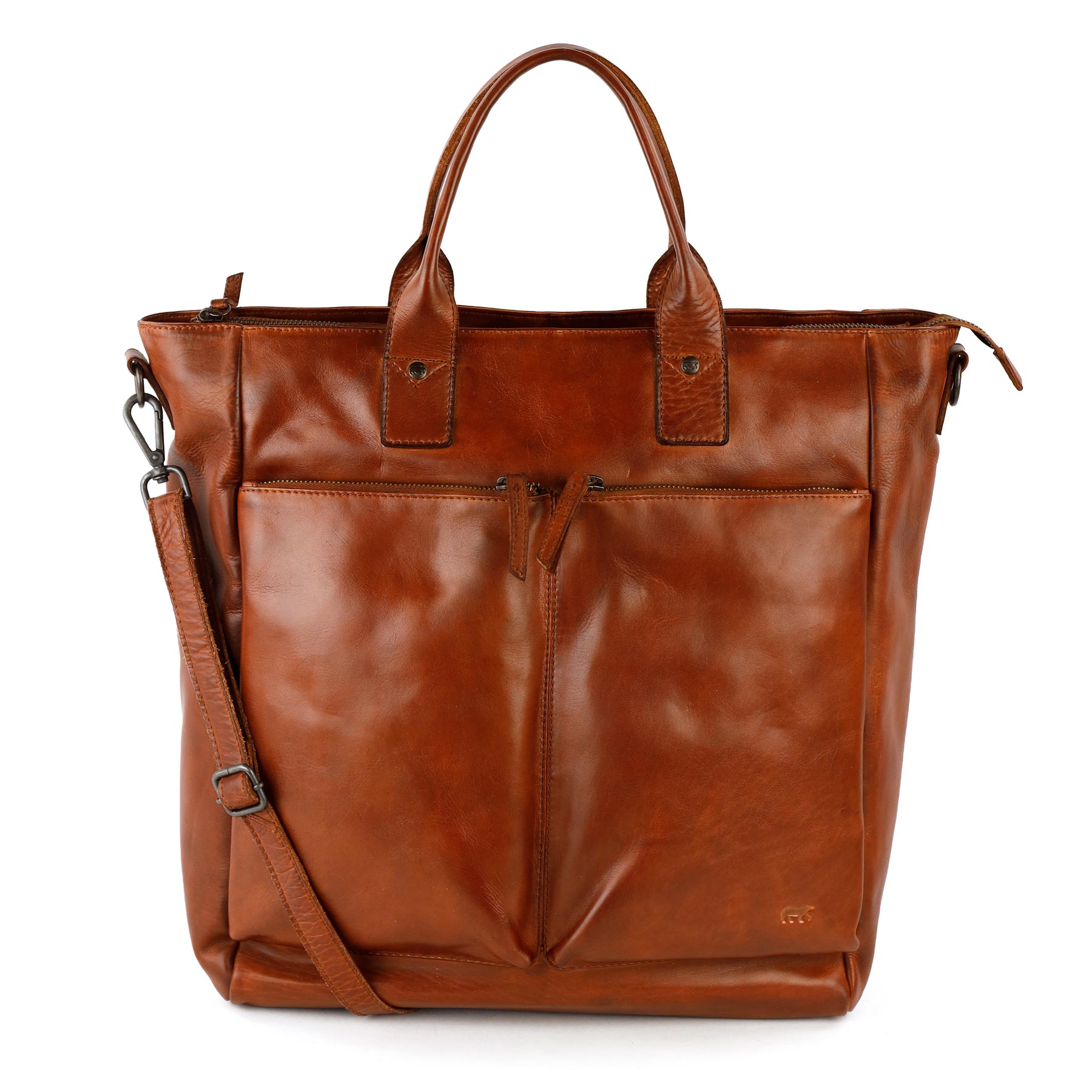 Hand-/schoudertas 15.6” 'Vera' cognac