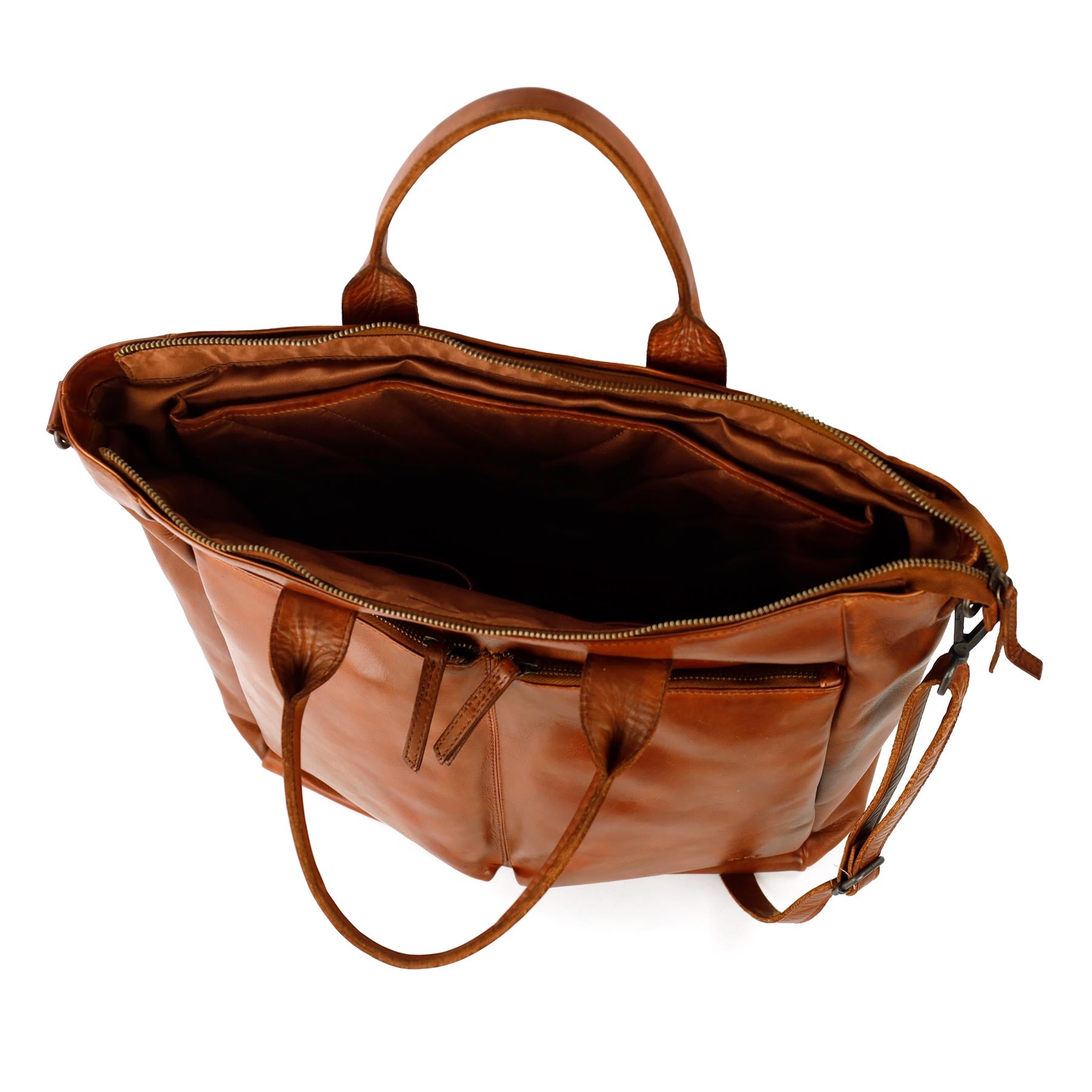 Hand-/schoudertas 15.6” 'Vera' cognac