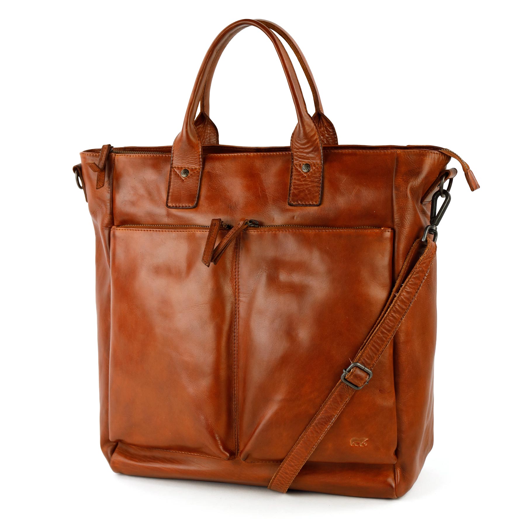 Hand-/schoudertas 15.6” 'Vera' cognac
