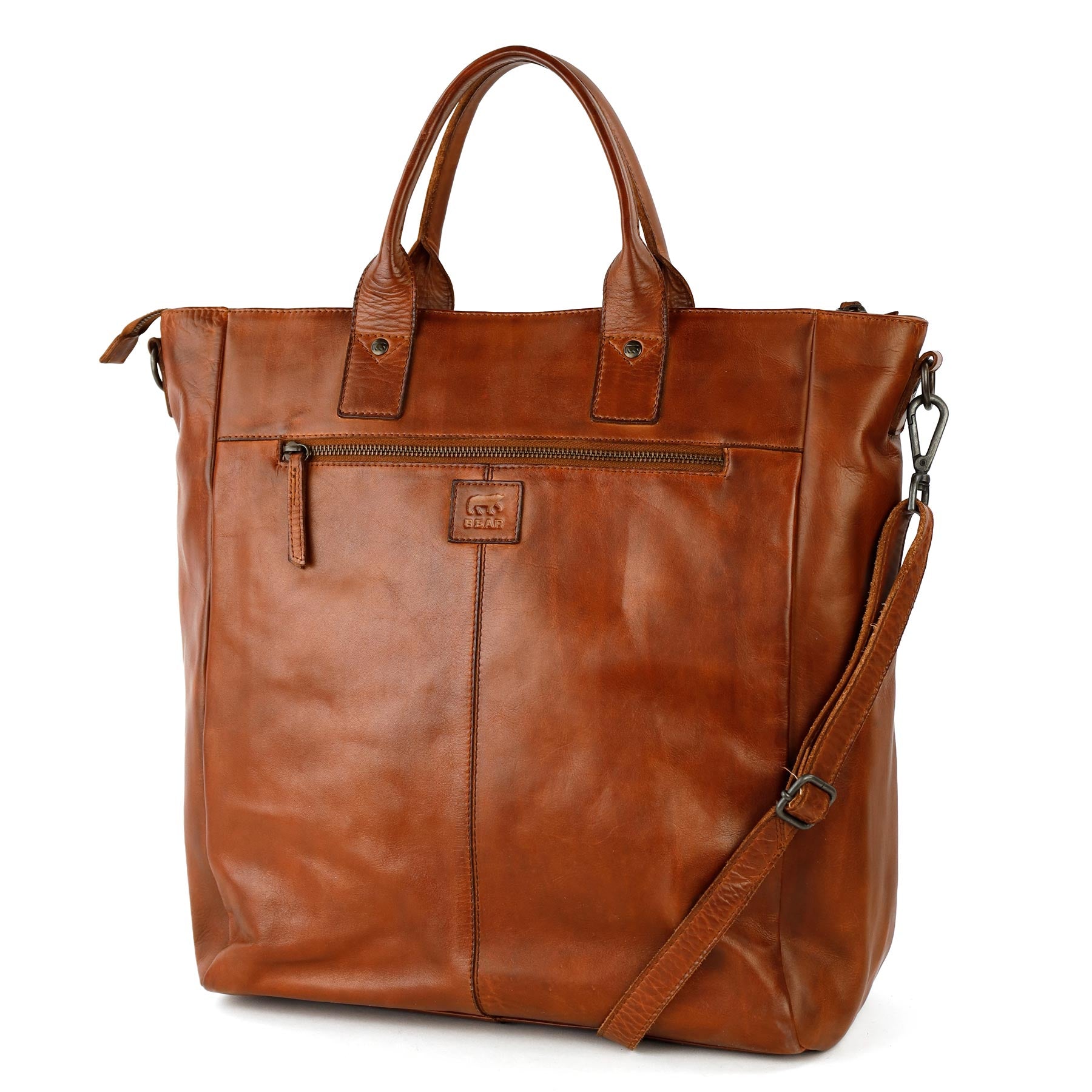 Hand-/schoudertas 15.6” 'Vera' cognac
