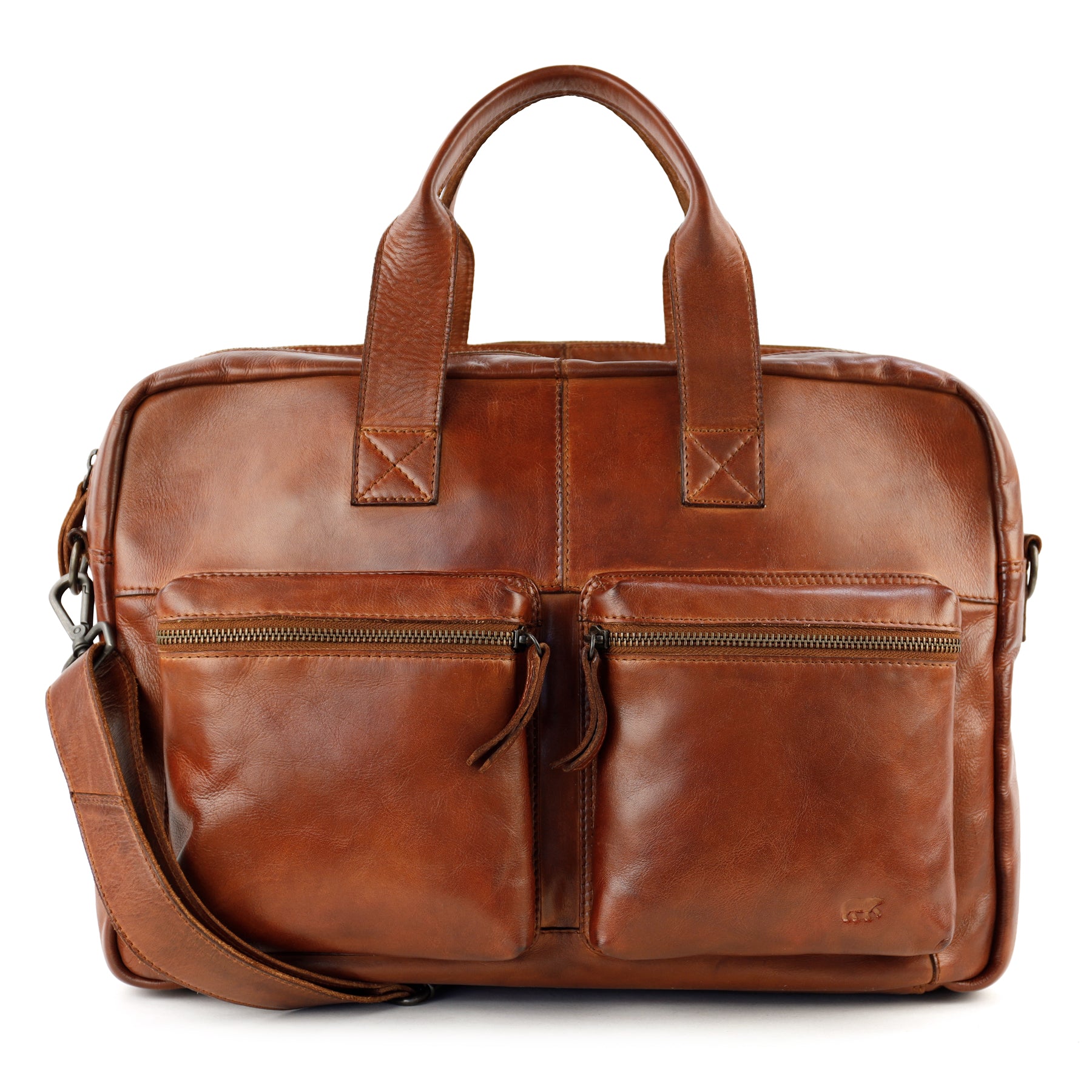 Weekender/laptoptas 15.6" 'Lou' cognac