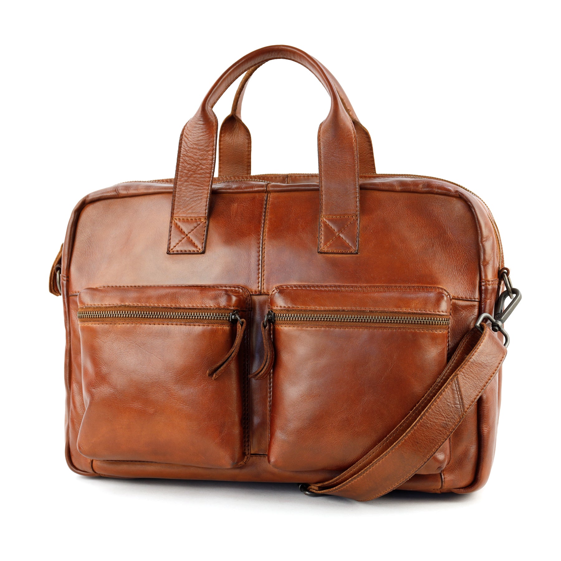 Weekender/laptoptas 15.6" 'Lou' cognac