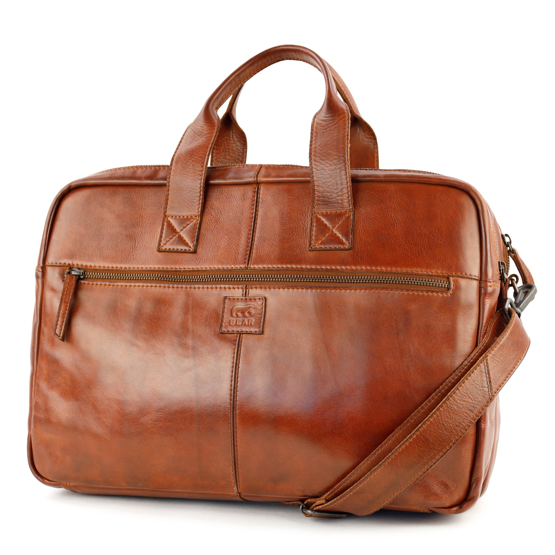 Weekender/laptoptas 15.6" 'Lou' cognac