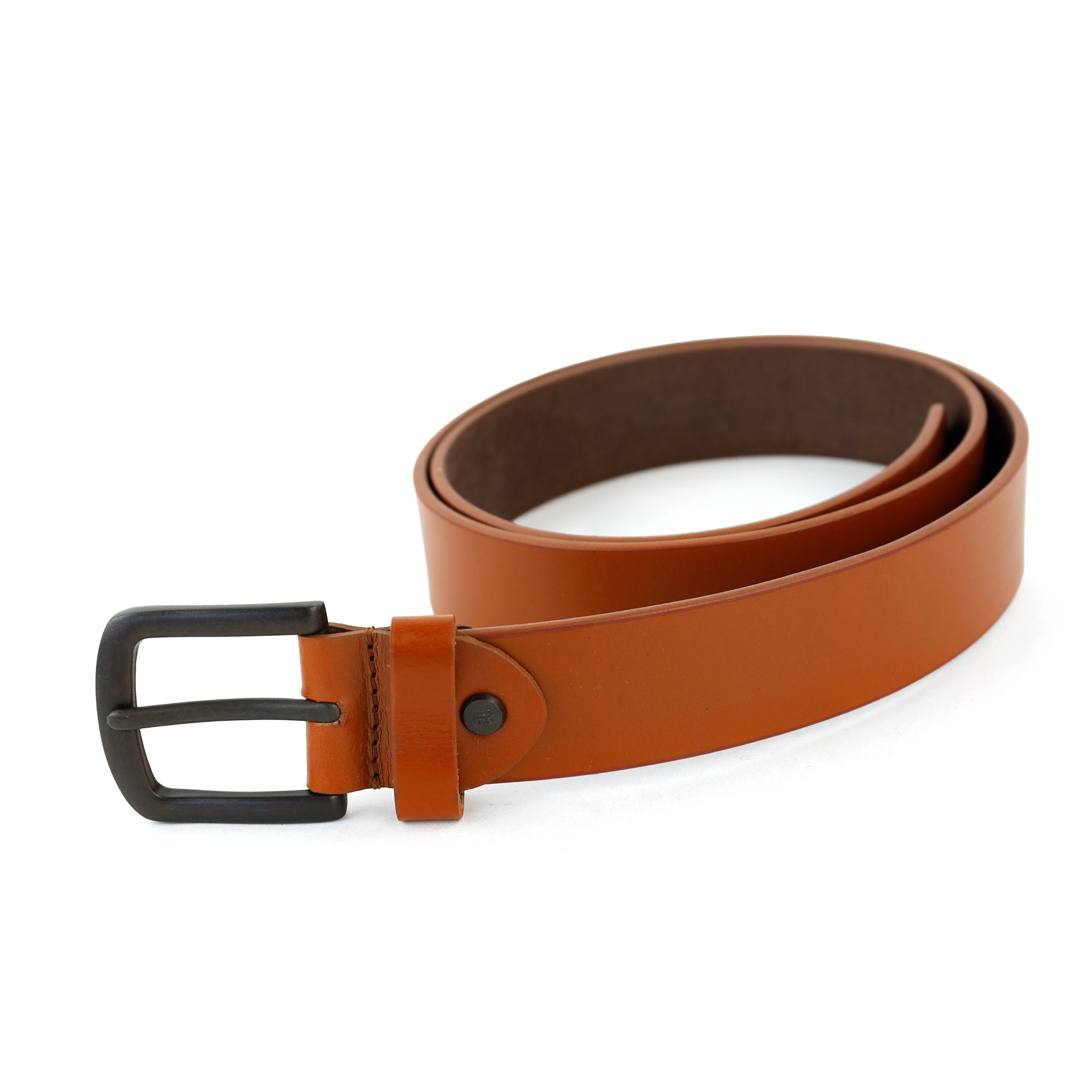 Brede lederen broekriem 'Julian' cognac 3.5 cm