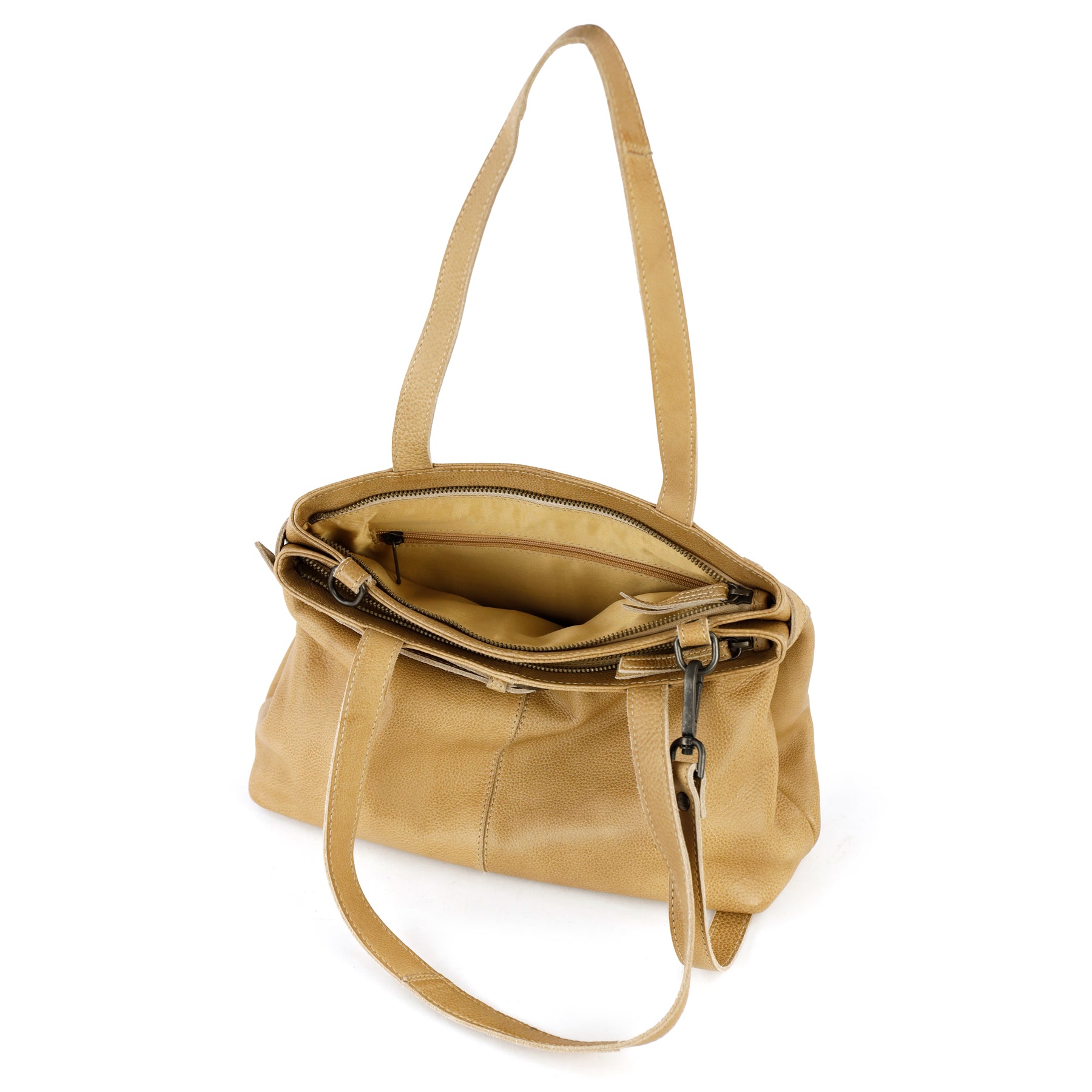 Hand/shoulder bag with buckle 'Evi' beige