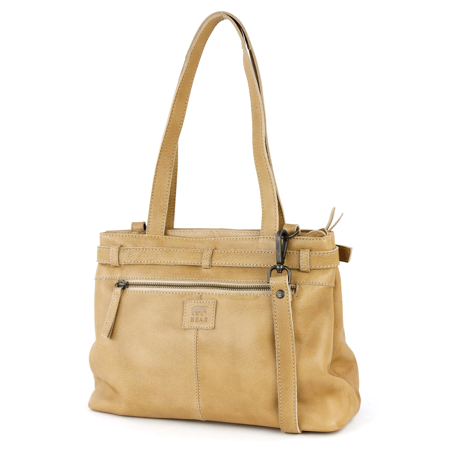 Hand/shoulder bag with buckle 'Evi' beige