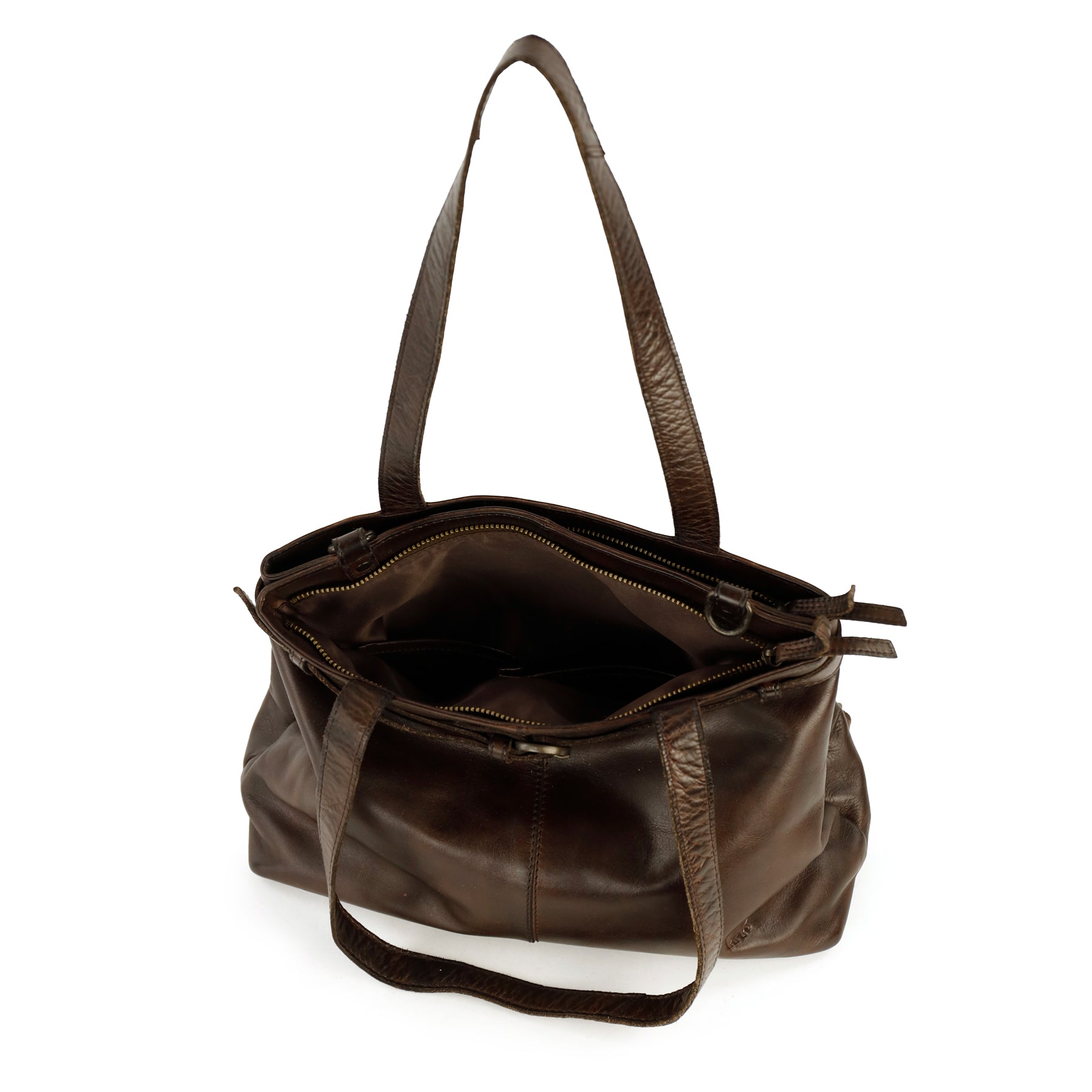 Hand/shoulder bag with buckle 'Evi' dark brown
